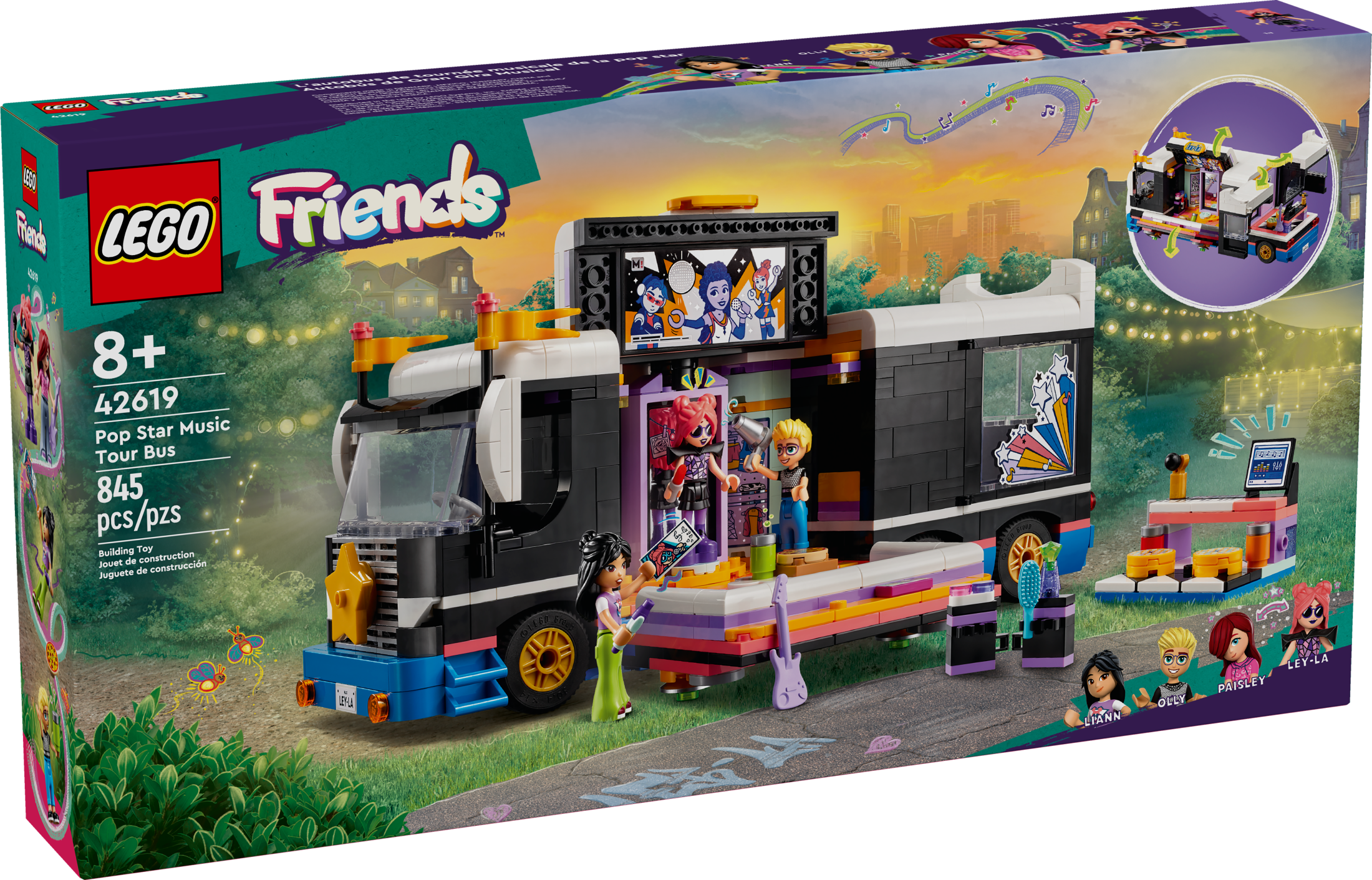 LEGO Friends Pop Star Music Tour Bus Play Together Toy, Social-Emotional Musical Toy with 4 Mini-Doll Characters, Toy Truck Building Kit, Music Gift for 8 Year Old Kids, Girls and Boys, 42619 - Image 4