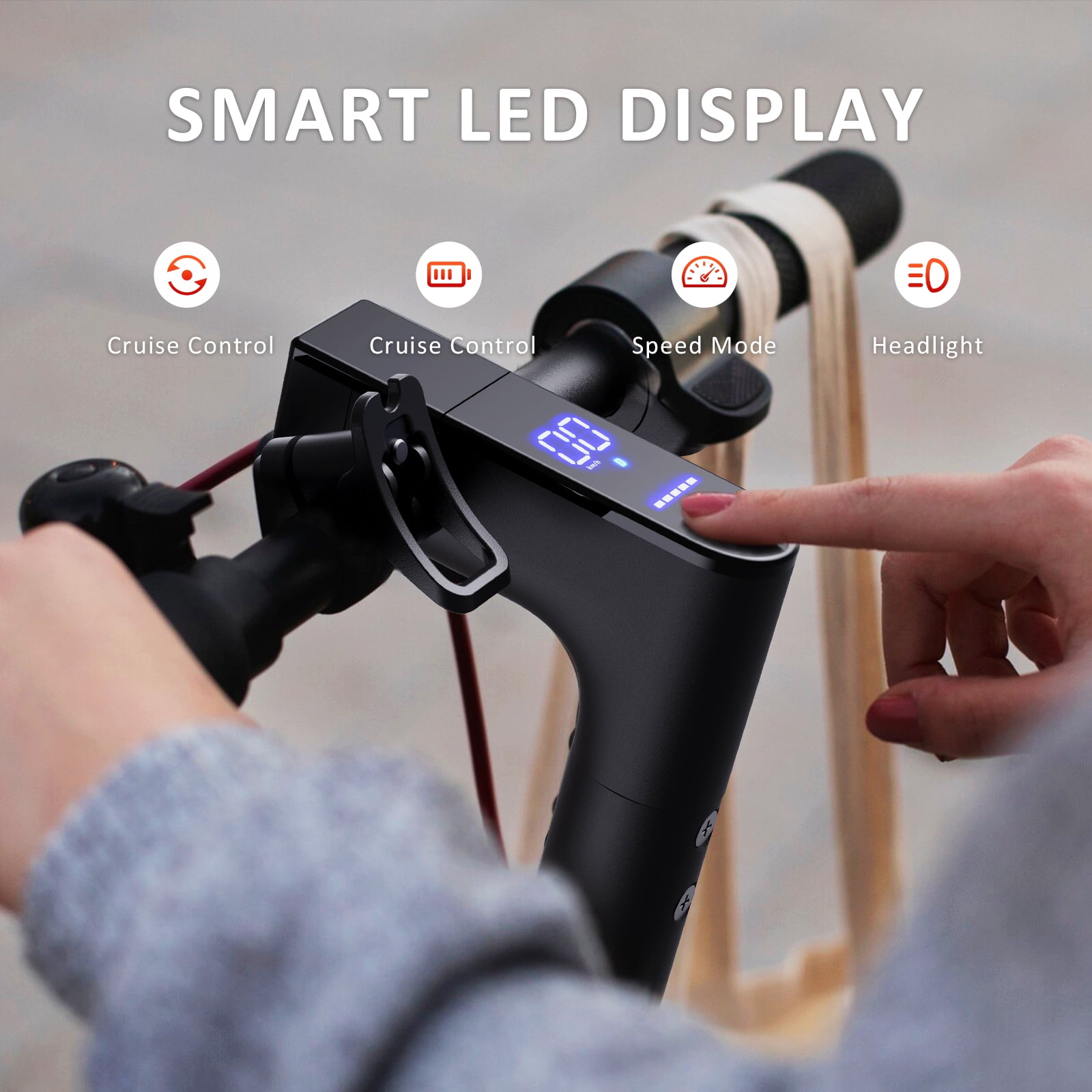 Windhorse T1-GRY 350W Brushless Motor Foldable Electric Kick Scooter - 15.5 MPH Top Speed with 8.5" Solid Tire Commuter E-Scooter for Adults (Grey) - Image 5