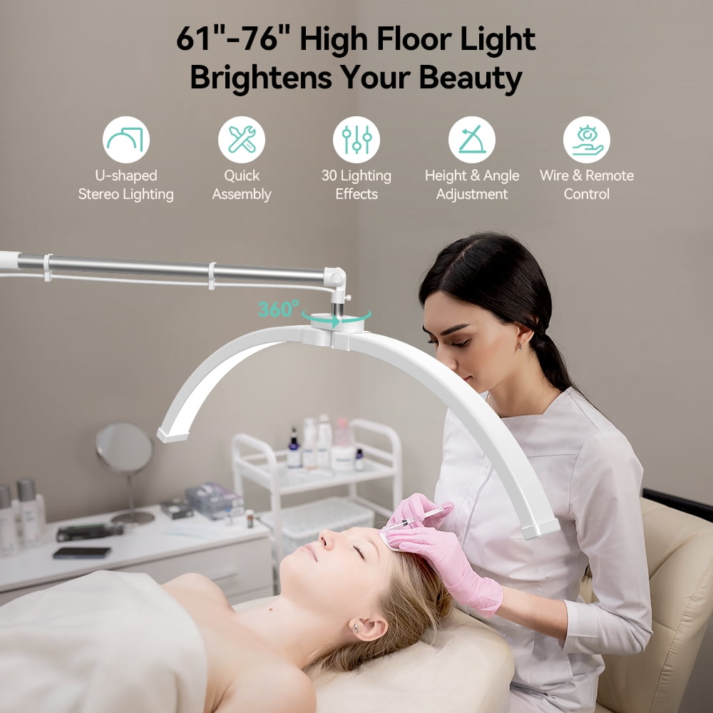Lash Light, SINGES Floor Lash Lamp for Eyelash Tech,Dimmable Height Half-Moon Light for Eyelash Tattoo Skincare - Image 5