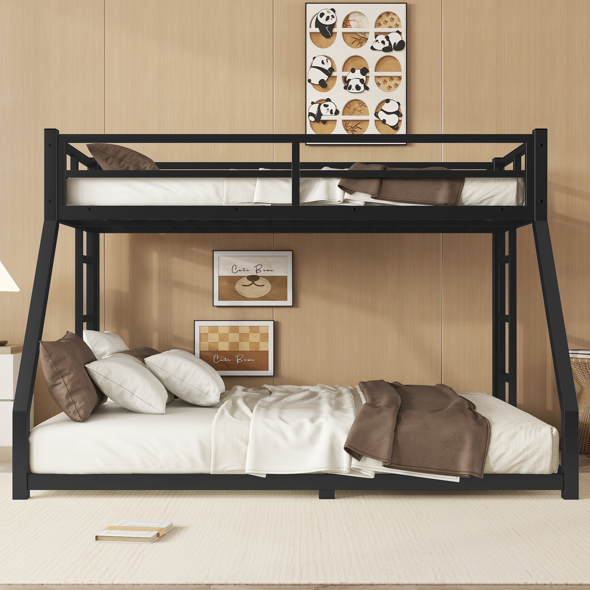 Aukfa Twin XL over Queen Metal Bunk Bed for Kids and Teens, Double Ladders, Heavy Duty, Black - Image 8