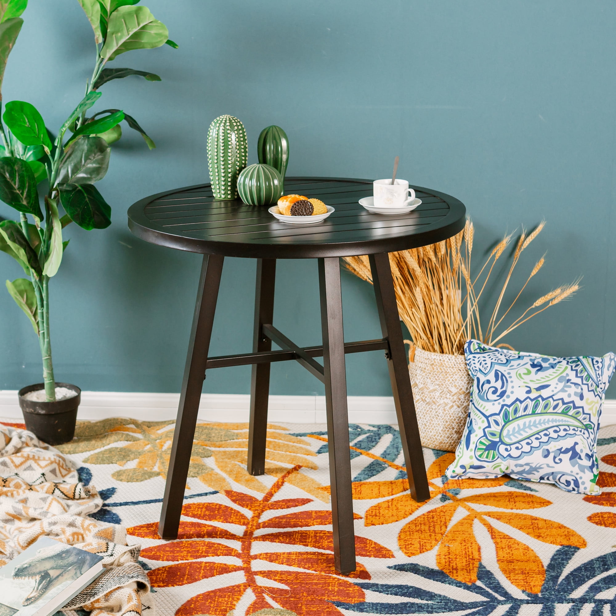 MF Studio 3-Piece Metal Patio Bistro Set Outdoor Accent Conversation Furniture for Yard, Porch and Garden, Black - Image 11