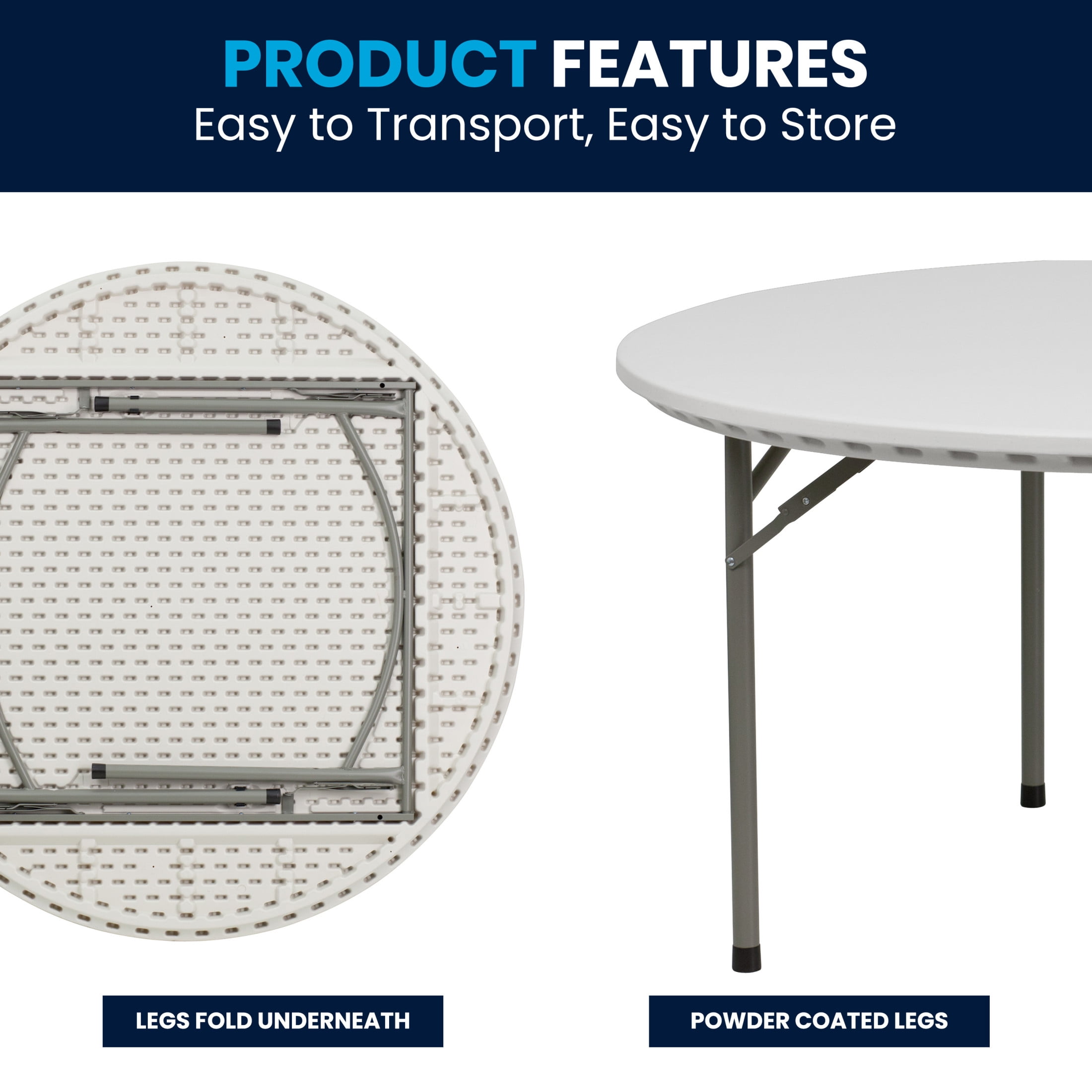 Flash Furniture Kathryn 5' Round Indoor/Outdoor Plastic Folding Event Table, White - Image 6