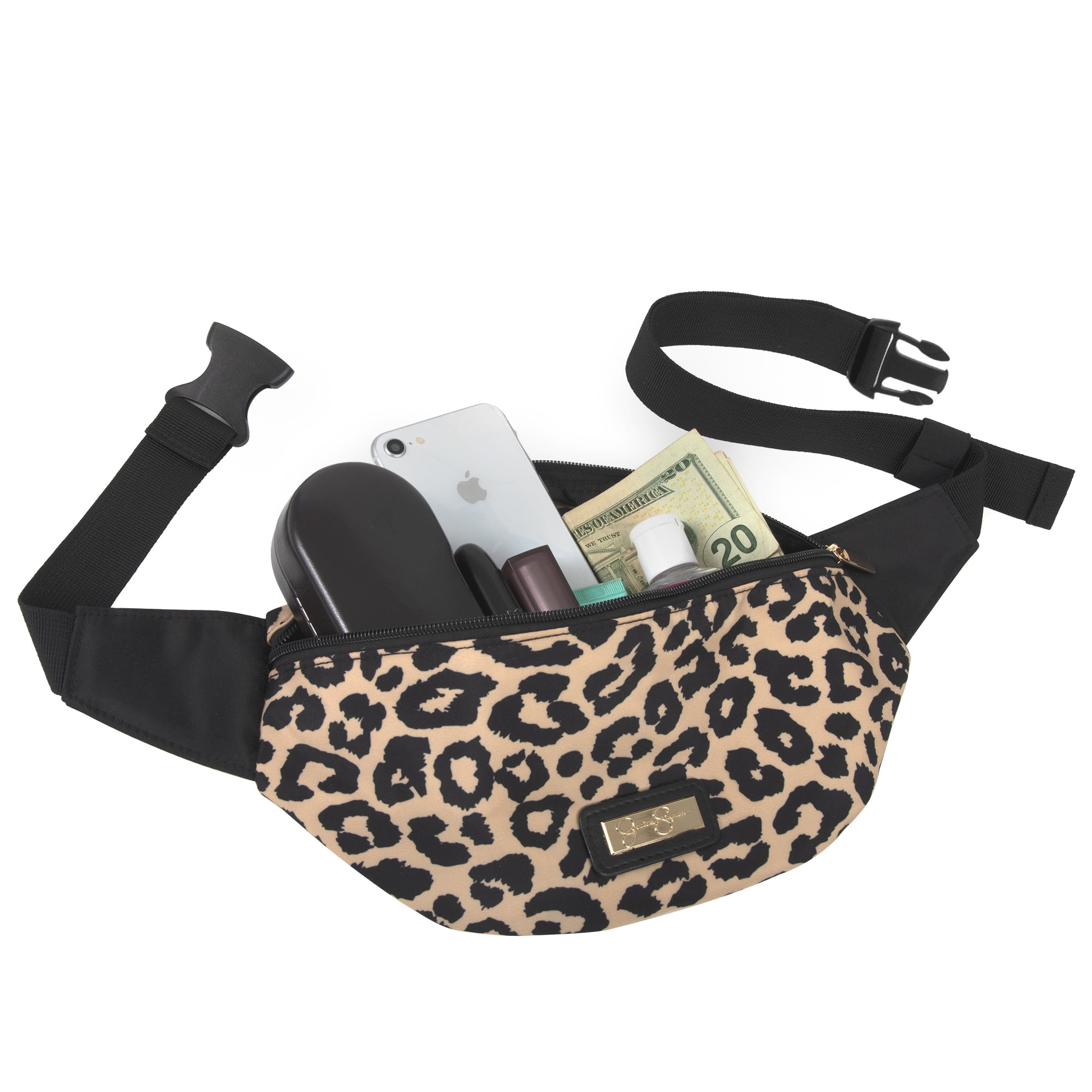 Jessica Simpson Black Diamond Quilted Multi-Pocket Dual Zipper Closure Fashion Diaper Bag Backpack with Leopard Print Interior, Matching 3-Ply Folding Baby Changing Pad & Belted Sling Bag for Mom - Image 10