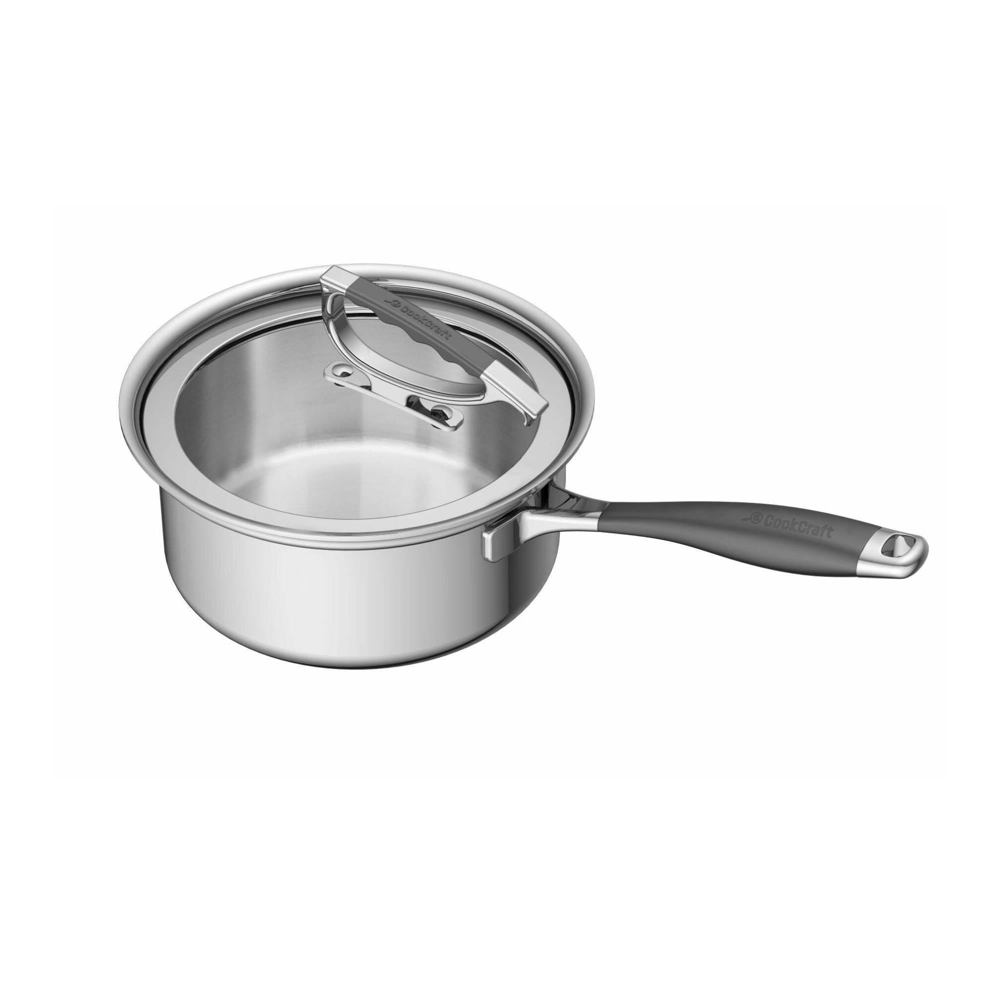 CookCraft by Candace 3 Quart Stainless Steel Sauce Pan with Glass Latch Lid - Image 7