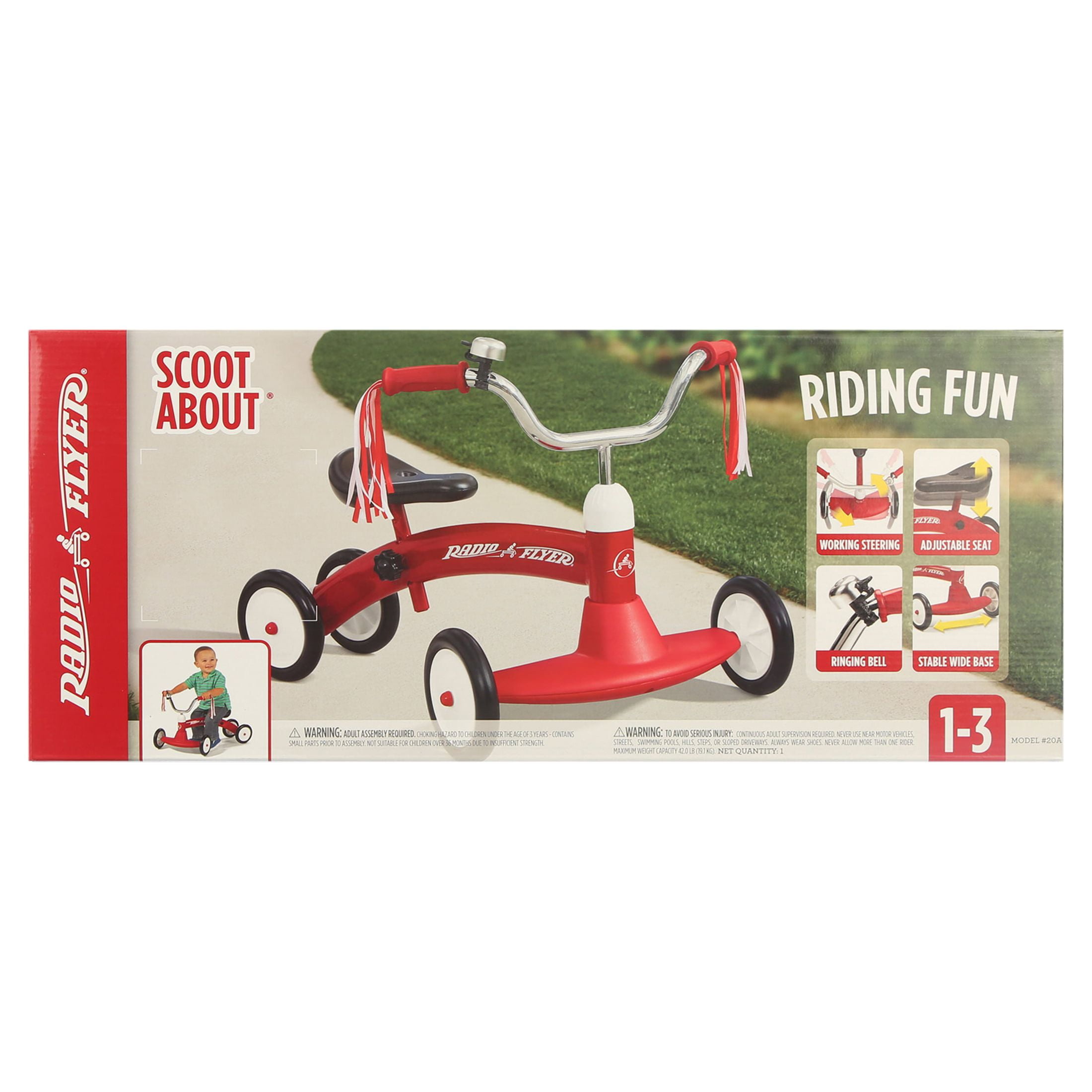 Radio Flyer Scoot About Ride-On Tricycle for Toddlers Ages 1-3 Years, Red Steel Frame - Image 2