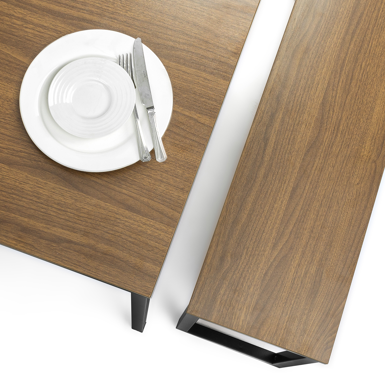 Zinus Louis 48” Brown Metal Frame Indoor Dining Table with Benches, 3 Piece Dining Set - Image 5