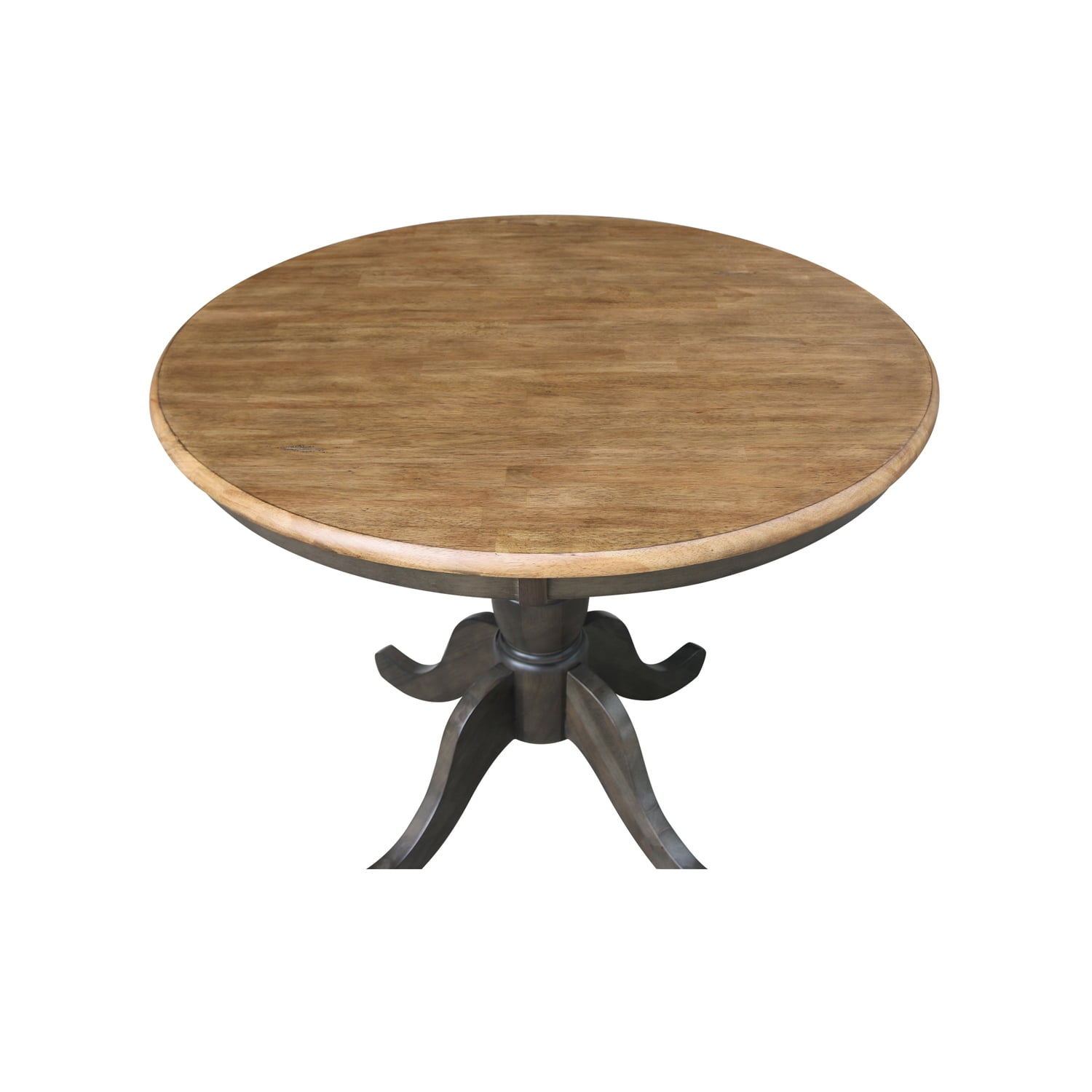 30" Round Top Solid Wood Pedestal Table in Hickory/Washed Coal - Dining Height - Image 4