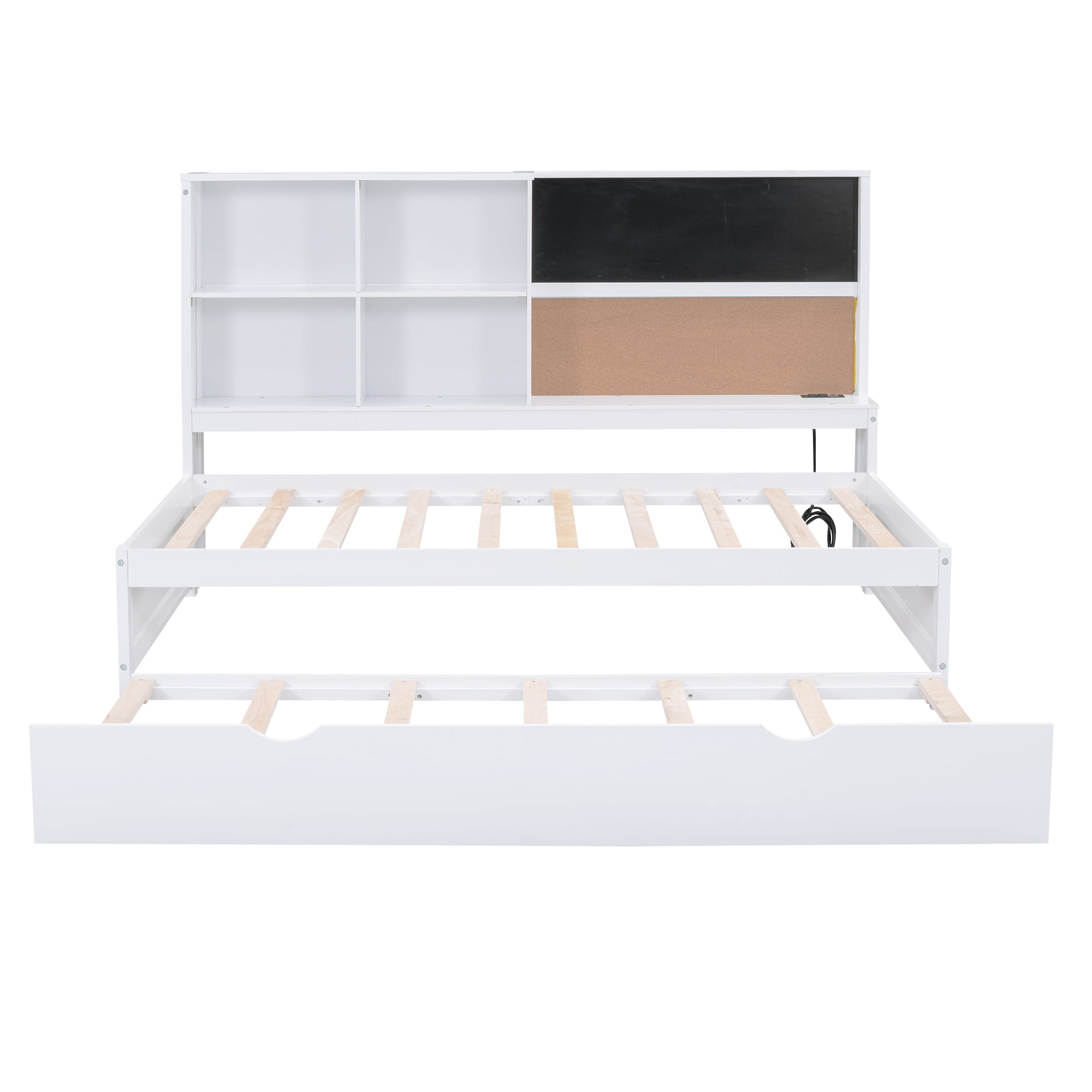 Euroco Wood Twin Size Daybed,Captain Bed with Blackboard,Cork Board,USB Charging - Image 10