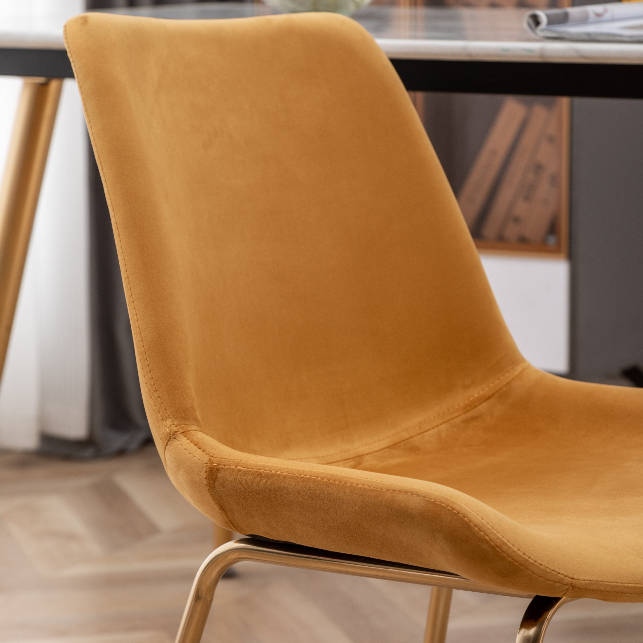 Roundhill Furniture Aufurr Modern Velvet Dining Chairs - Set of 2 - Gold - Image 6