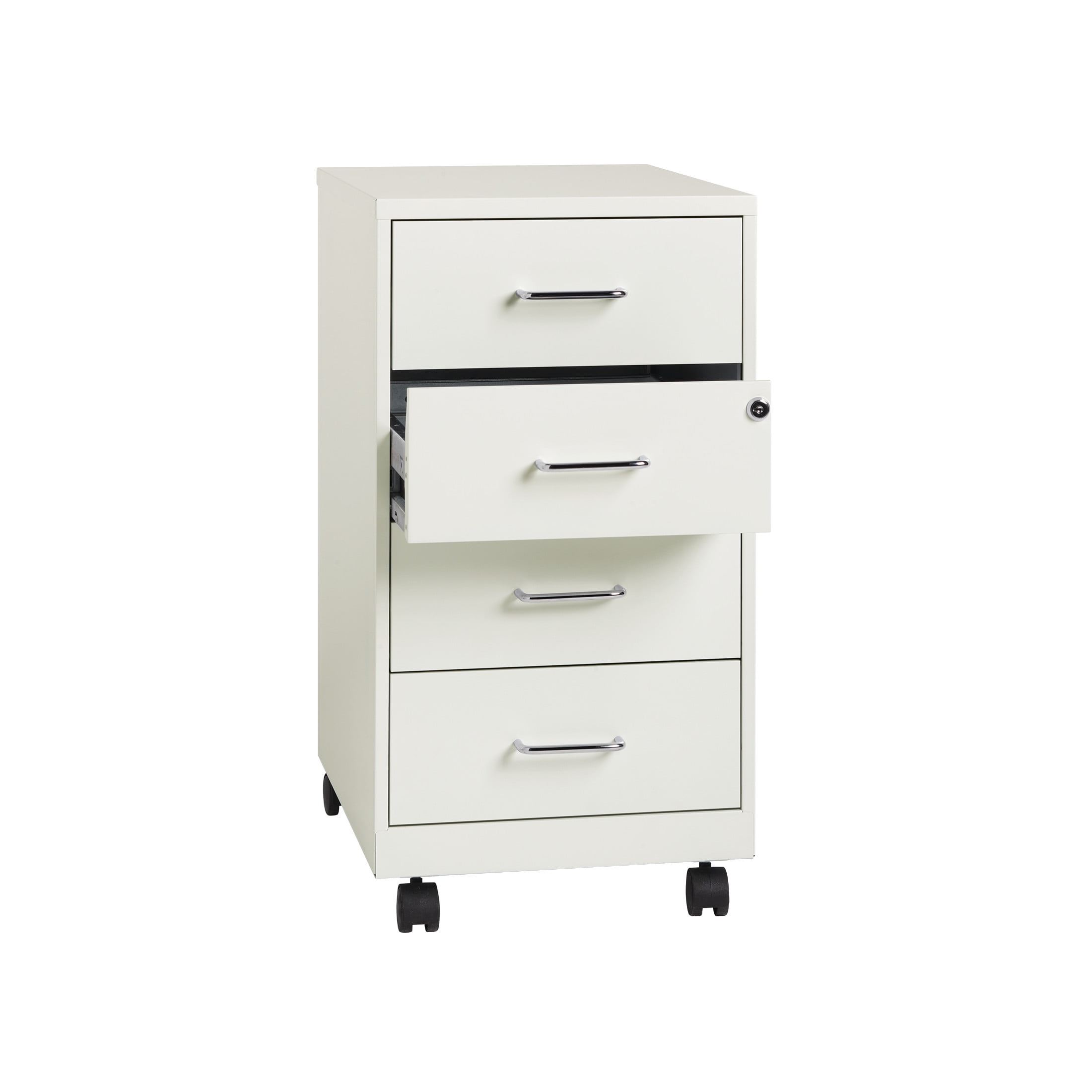 Space Solutions 18" Deep 4 Drawer Metal Mobile Organizer, 4 Box Drawers, Locking, White - Image 12