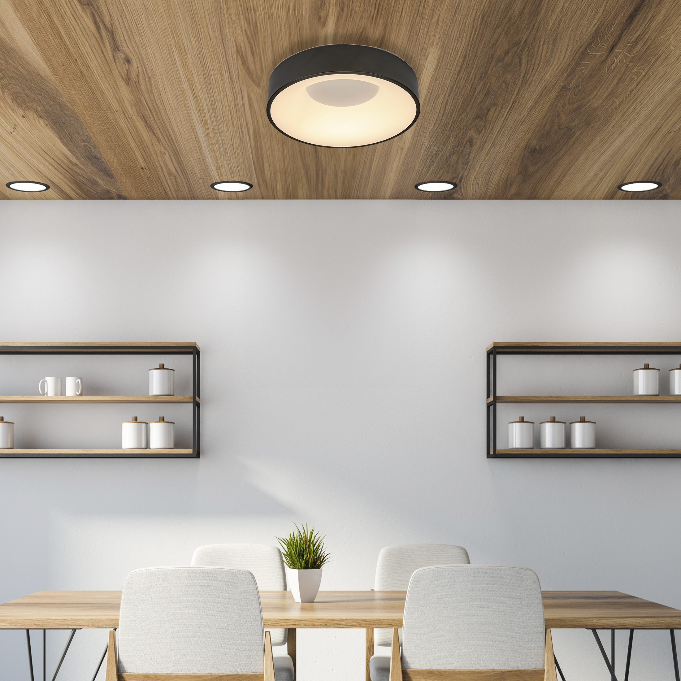 Maxxima 15 in. Black LED Flush Mount Ceiling Light, 5 CCT 2700K-5000K, 1400 Lumens, Dimmable - Image 2