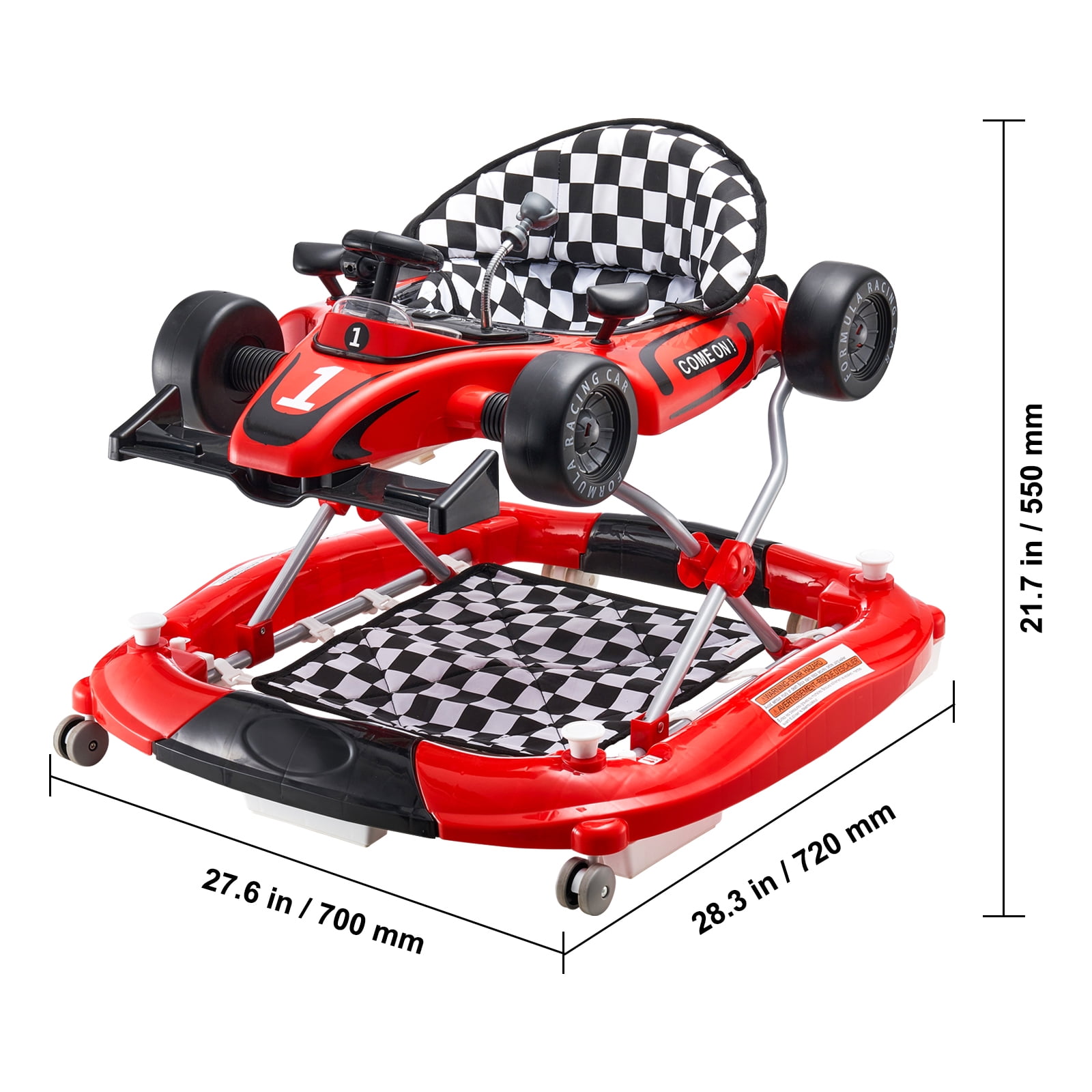 KFFKFF Baby Walker 4 in 1, Foldable Height Adjustable Baby Walker with Wheels, Infant Toddler Walker with Foot Pads, Anti-Fall Baby Walker With Steering Wheel - Image 9