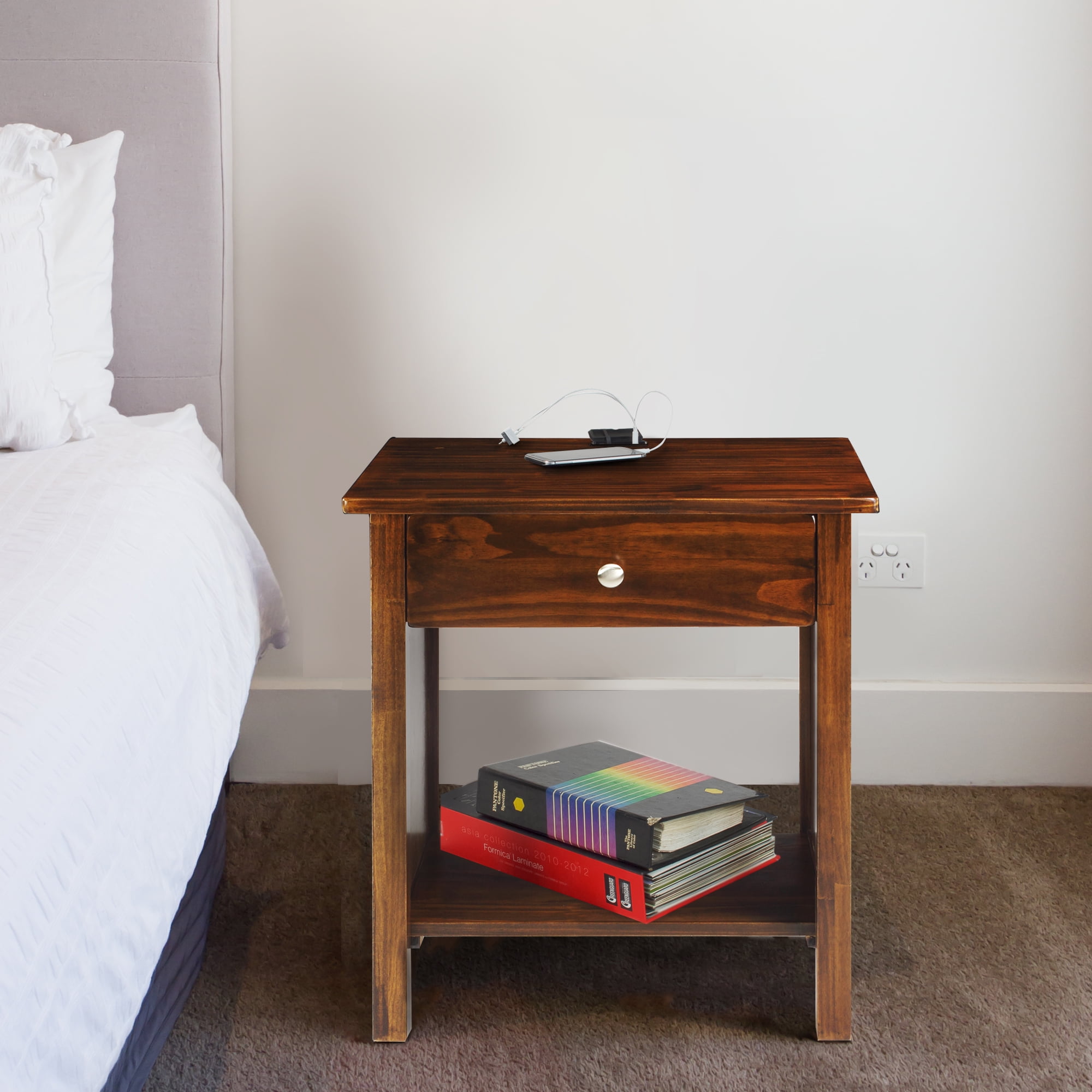 Casual Home Vanderbilt Nightstand with USB Port, Warm Brown - Image 5