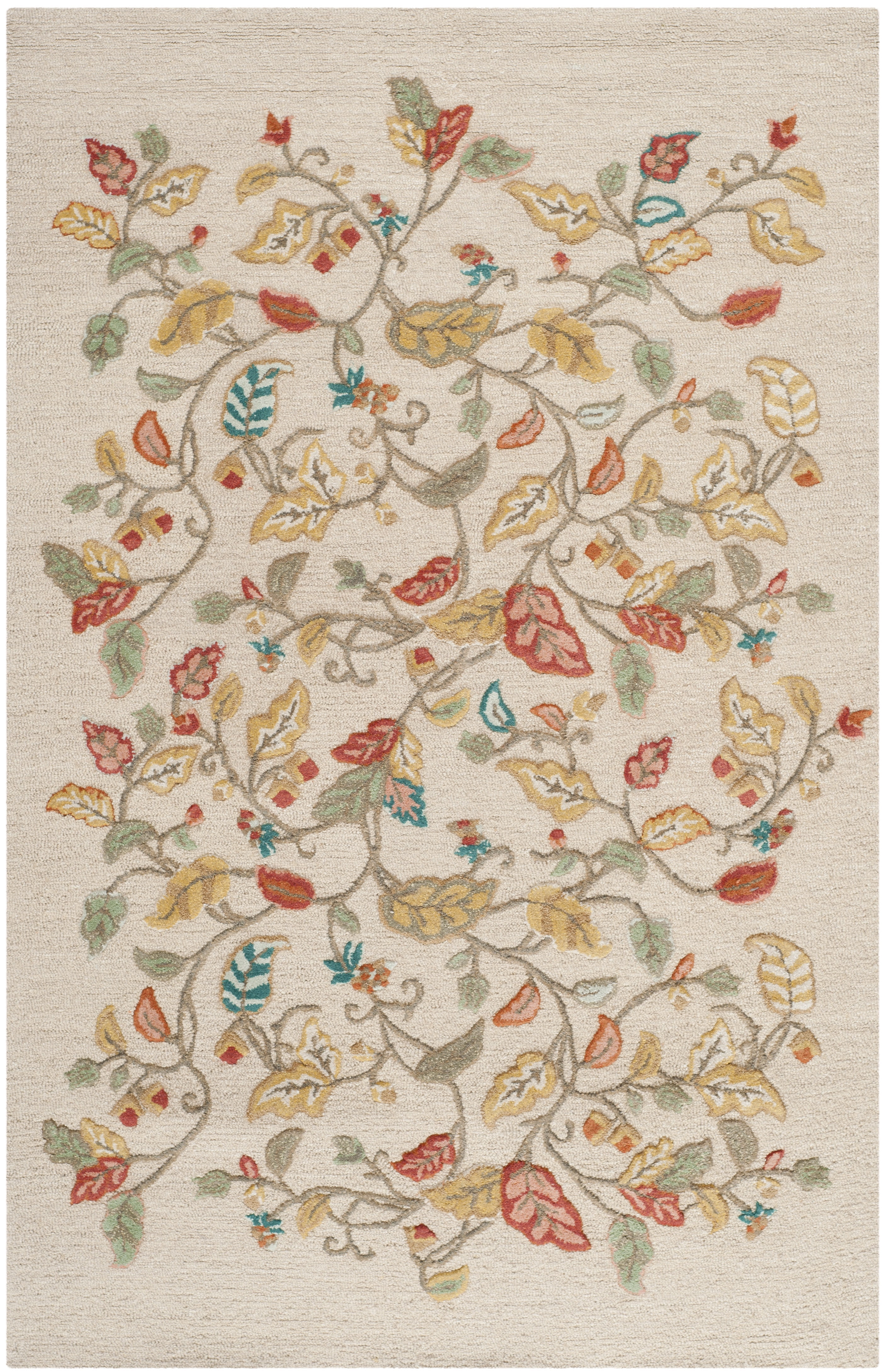 SAFAVIEH Martha Stewart Autumn Woods Floral Area Rug, Persimmon Red, 5' x 8' - Image 3