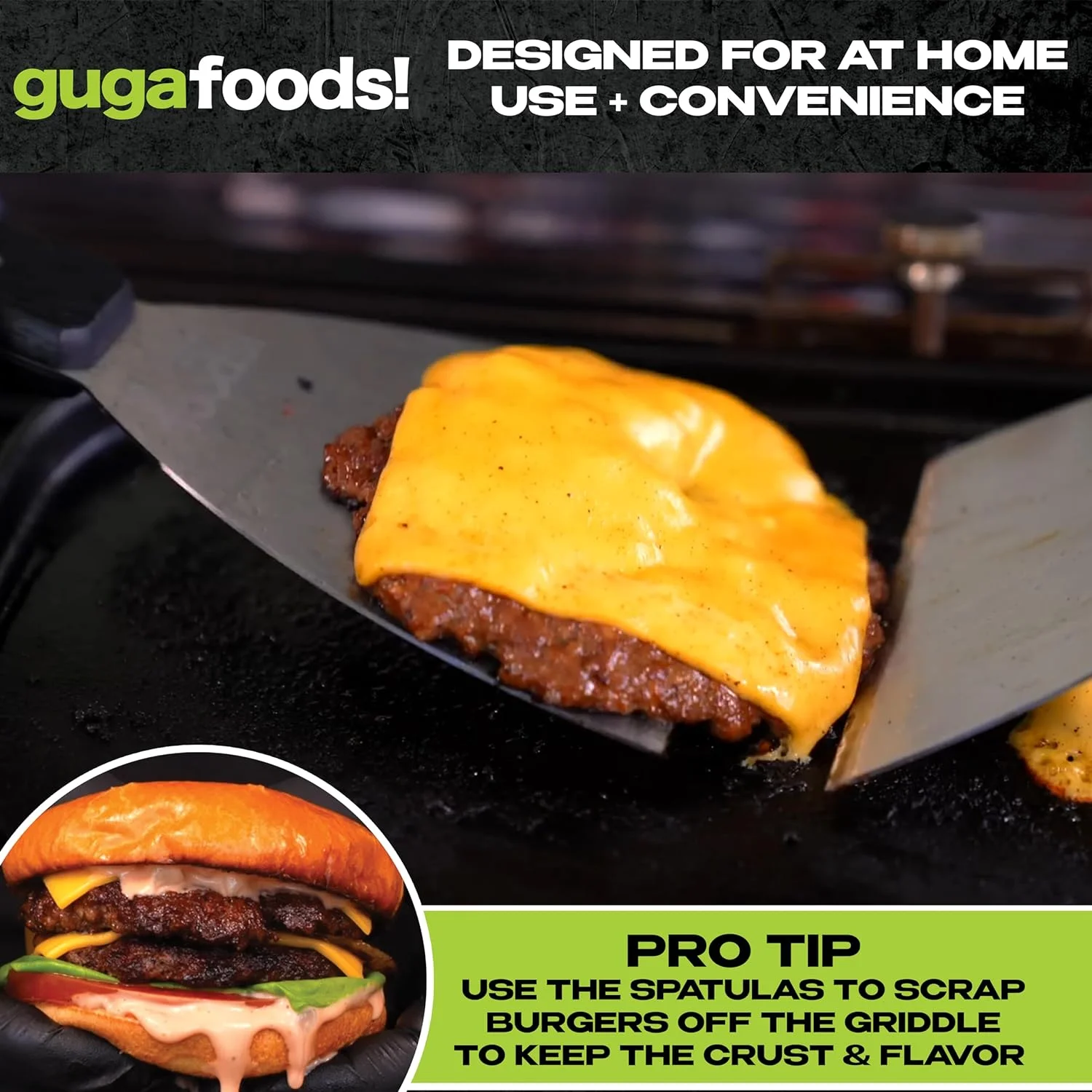 Guga Foods Ultimate Griddle Kit, Stainless Steel Spatulas, Multi-Surface Compatibility, 4-Piece Kit - Image 5