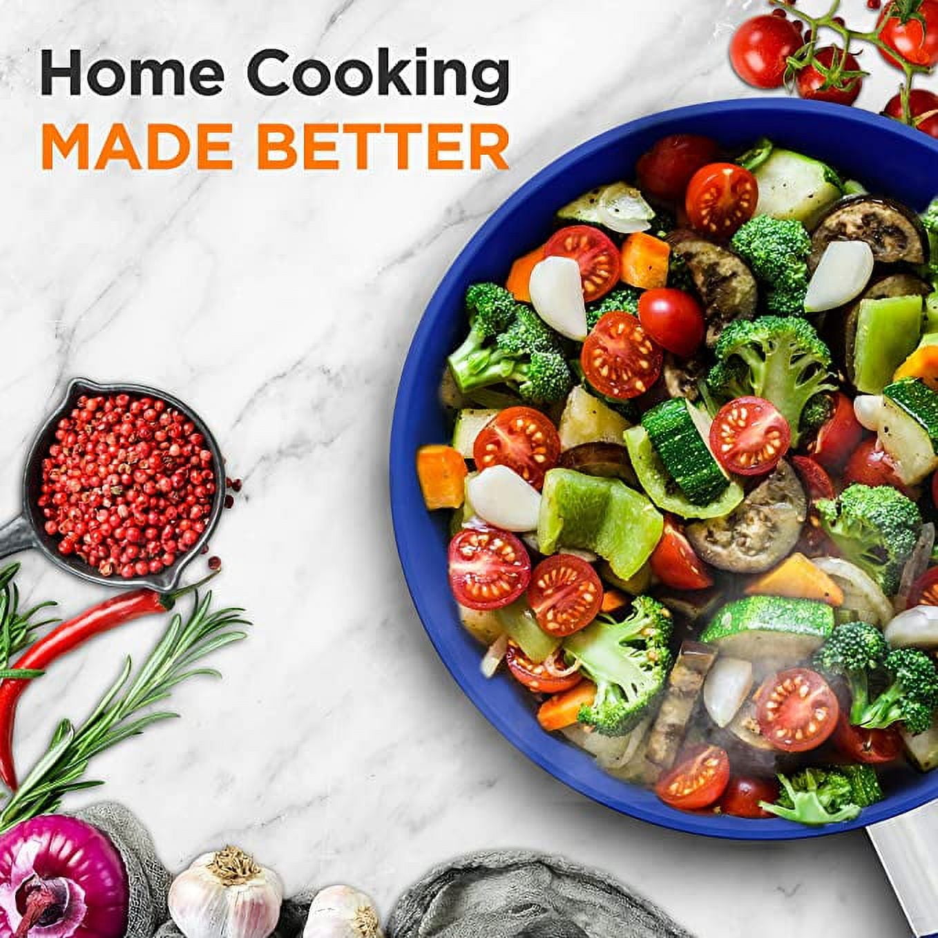 NutriChef Ceramic 12 Large Skillet Nonstick Frying Pan - NCFRLD12 - Image 5