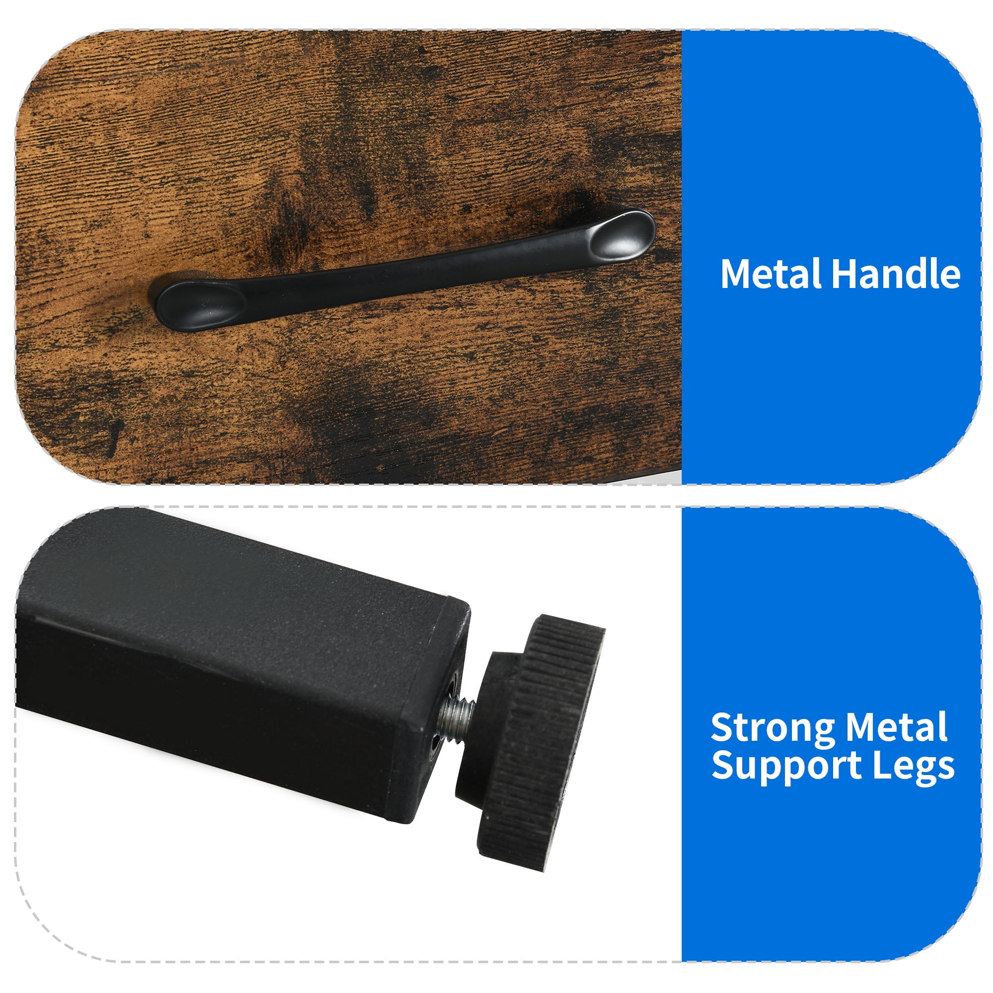 Uforic 59 "Computer Desk with Power Outlets & LED Light, Office Desks with Hutch & Monitor Stand, Gaming Desk Executive Desk with Storage Shelves for Home Office , Brown - Image 17