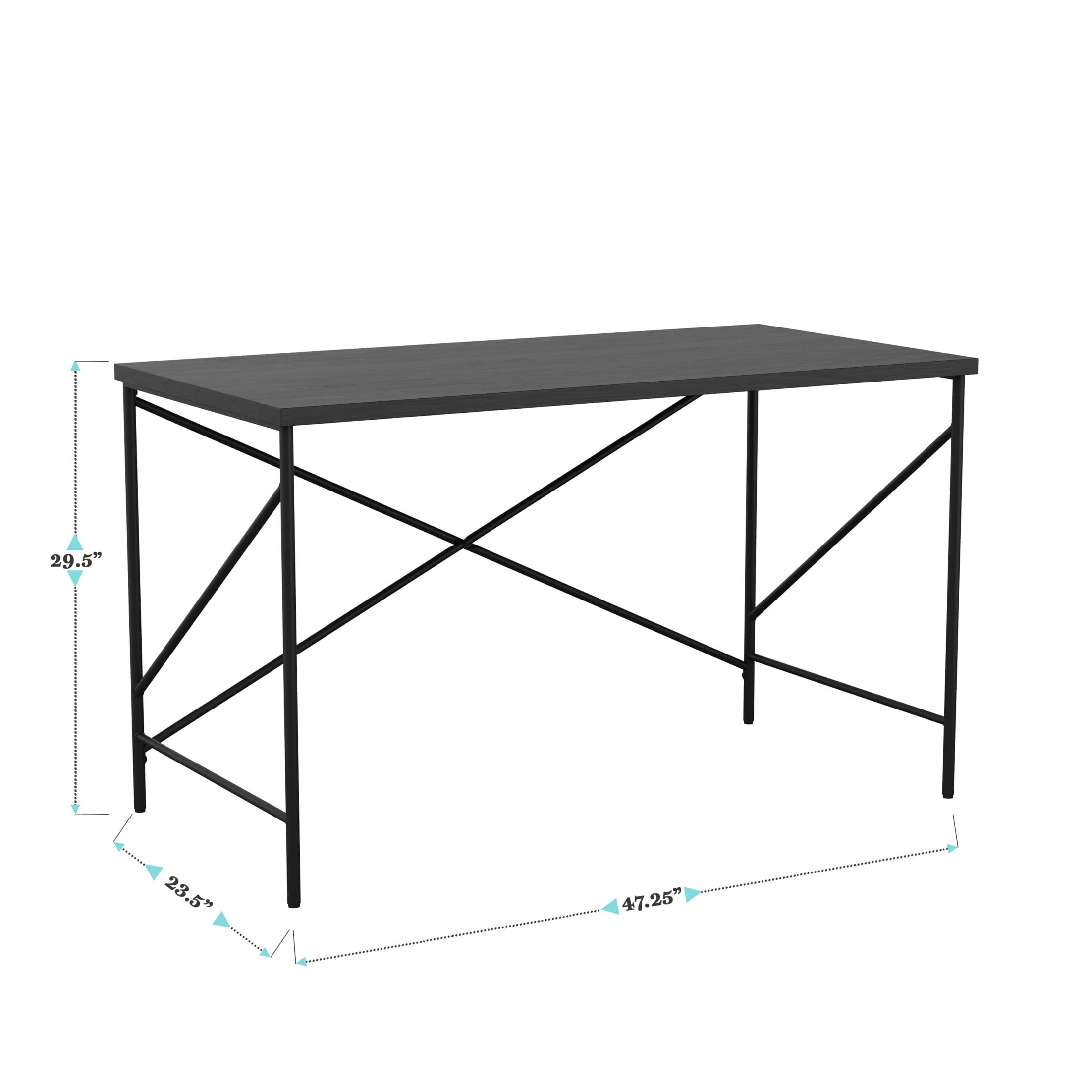 Martha Stewart Maddox Home Office Parsons Desk in Black Wood Grain with Oil Rubbed Bronze Metal X-Frame - Image 12