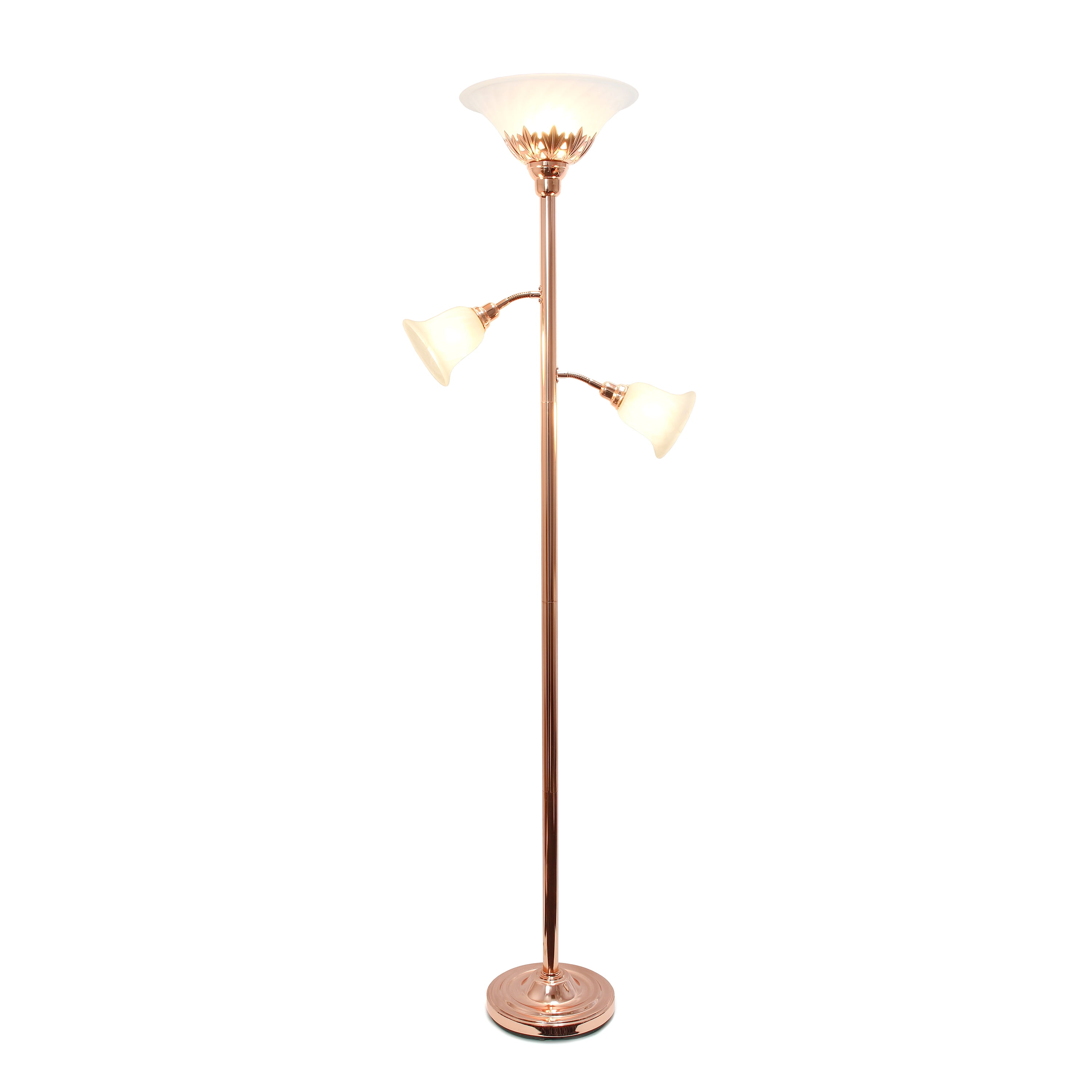Elegant Designs 71" 3-Light Floor Lamp with White Scalloped Glass Shades, Rose Gold - Image 8