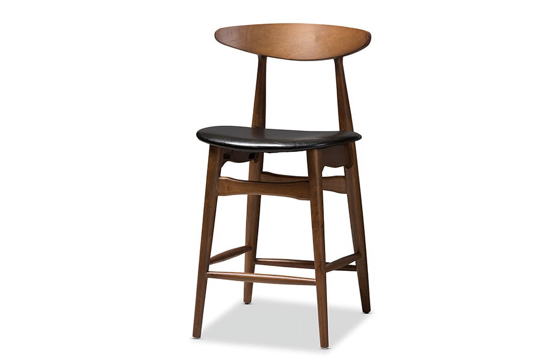 Baxton Studio Flora Mid-Century Modern Black Faux-Leather Upholstered Walnut Finished 5-Piece Pub Set - Image 2