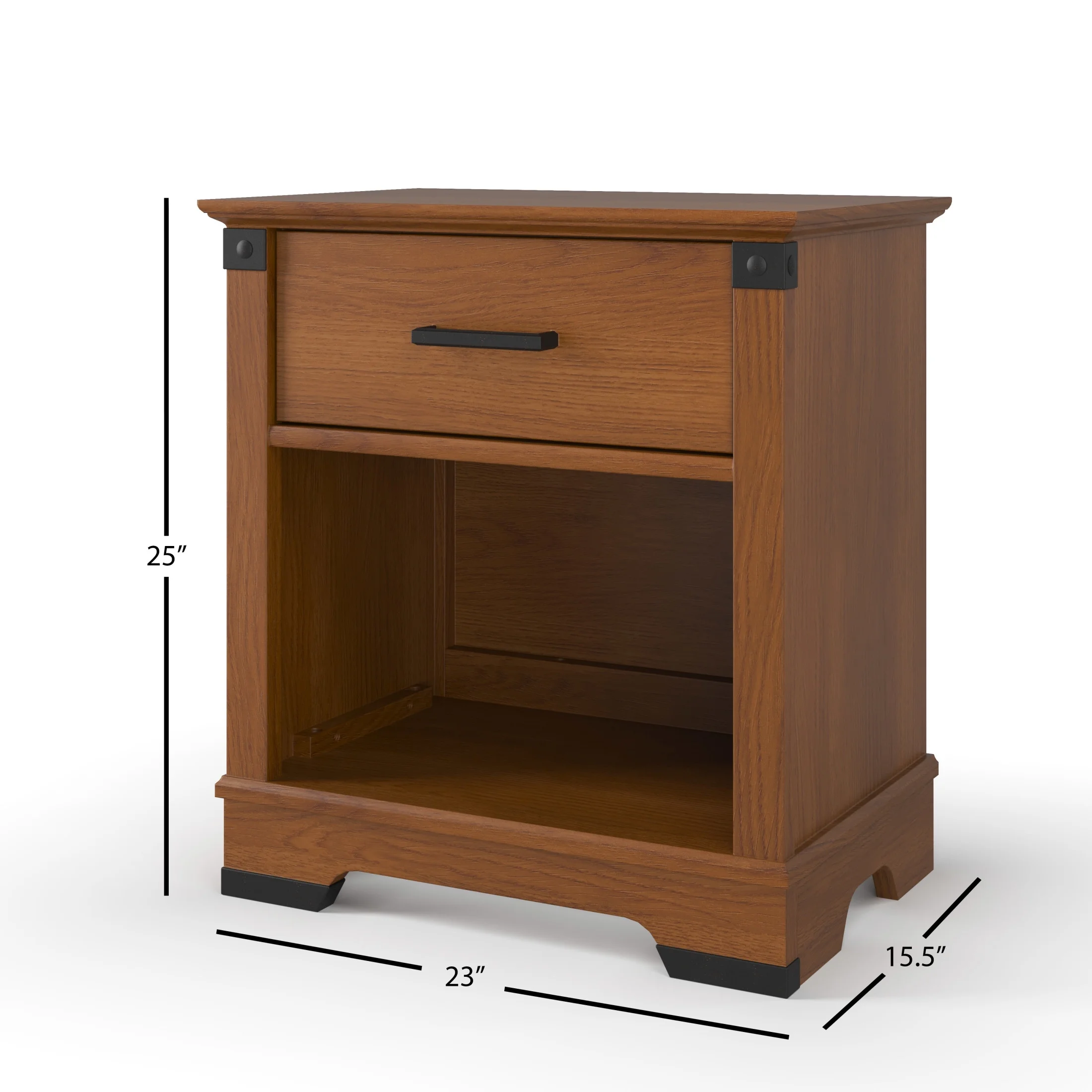 Child Craft Redmond Nightstand with Drawer & Cabinet Storage, Pine Wood Construction, Coach Cherry - Image 3