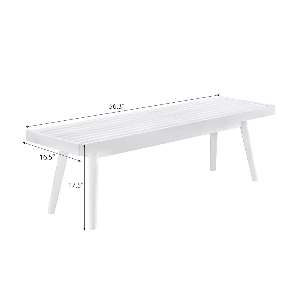 Roundhill Furniture Larwich No Rectangular Entryway Bench with Solid Wood Construction, White - Image 3