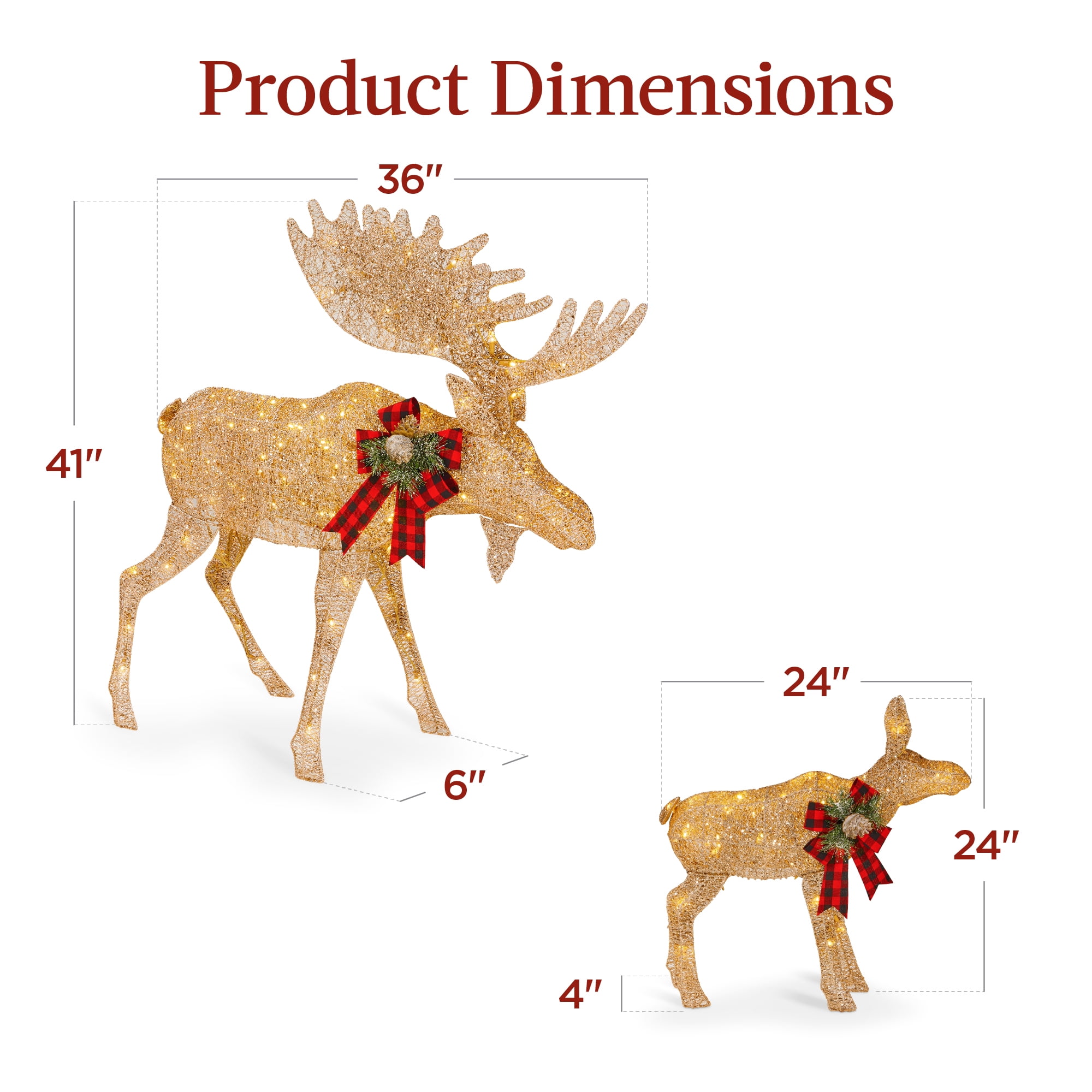 Best Choice Products 2-Piece Moose Family Lighted Christmas Yard Decor Set w/ 170 LED Lights, Stakes, Zip Ties - Gold - Image 8