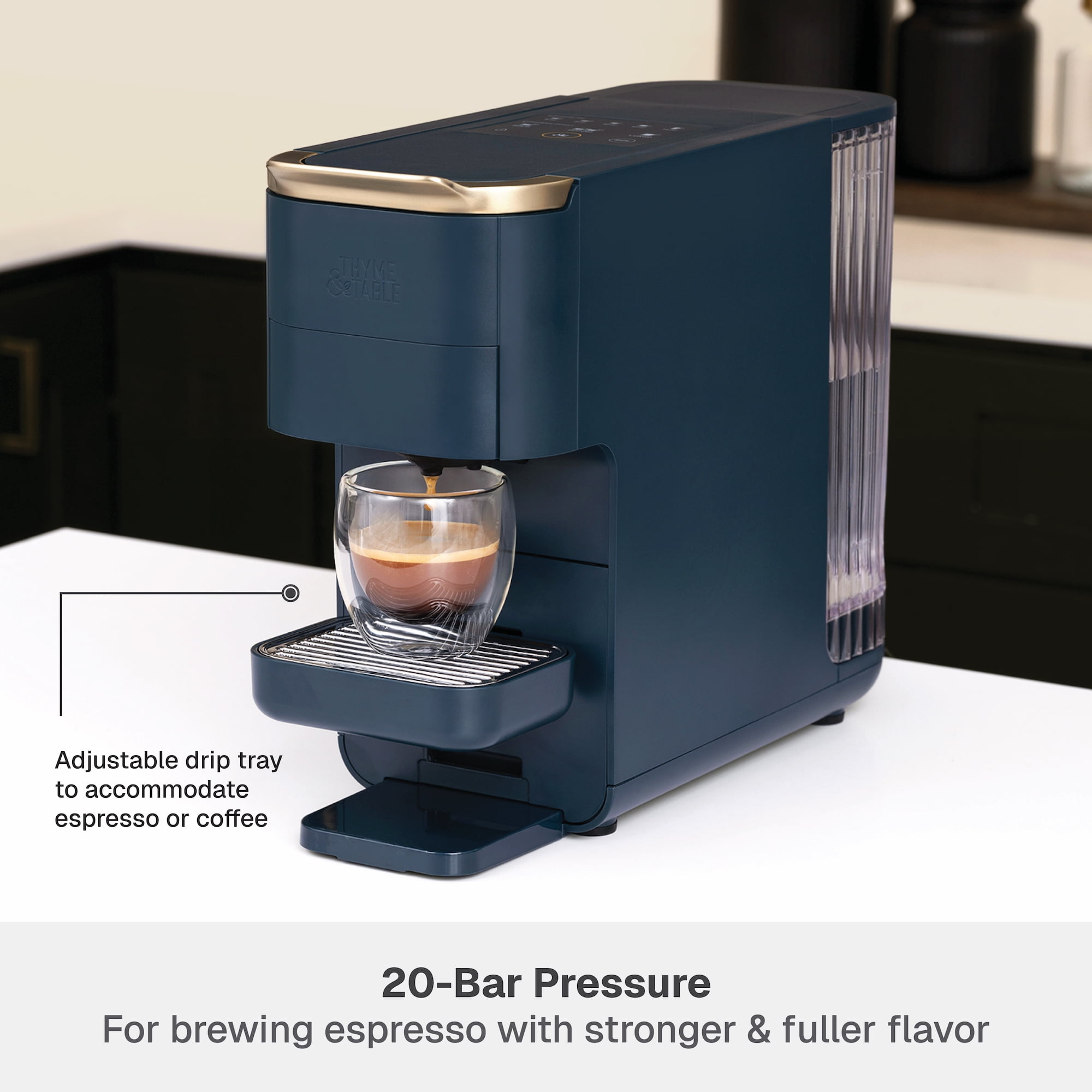 Thyme & Table Multi Capsule Coffee Machine, Universal Capsule Compatible with Espresso and Coffee, One-Touch Controls, Atlantic Blue - Image 6