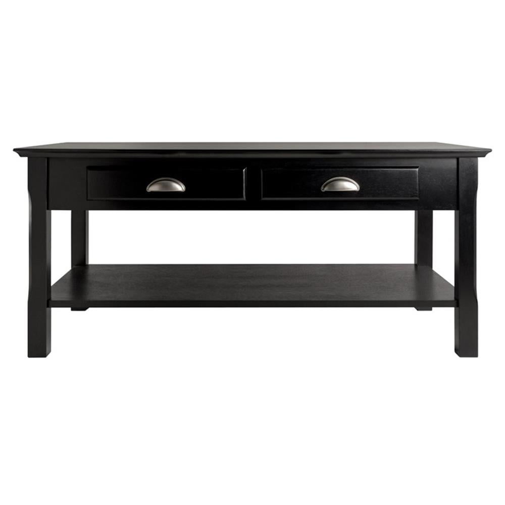 Winsome Wood Timber Coffee Table with Two Drawers, Black Finish - Image 4