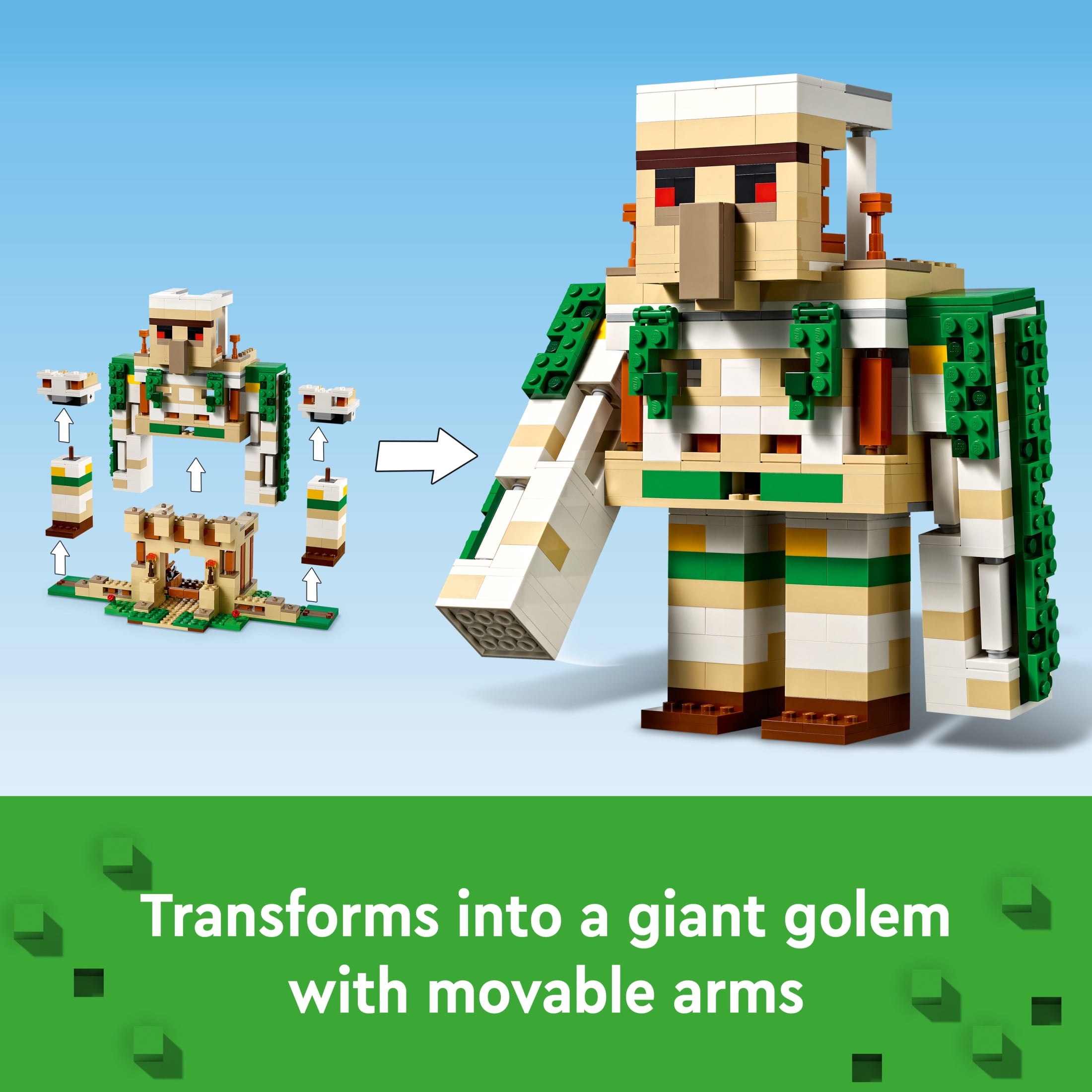 LEGO Minecraft The Iron Golem Fortress 21250 Building Toy Set, Playset Featuring a Crystal Knight and Golden Knight, A Fortress and a Giant Golem, Build and Display Minecraft Toy for 9 Year Old Kids - Image 5
