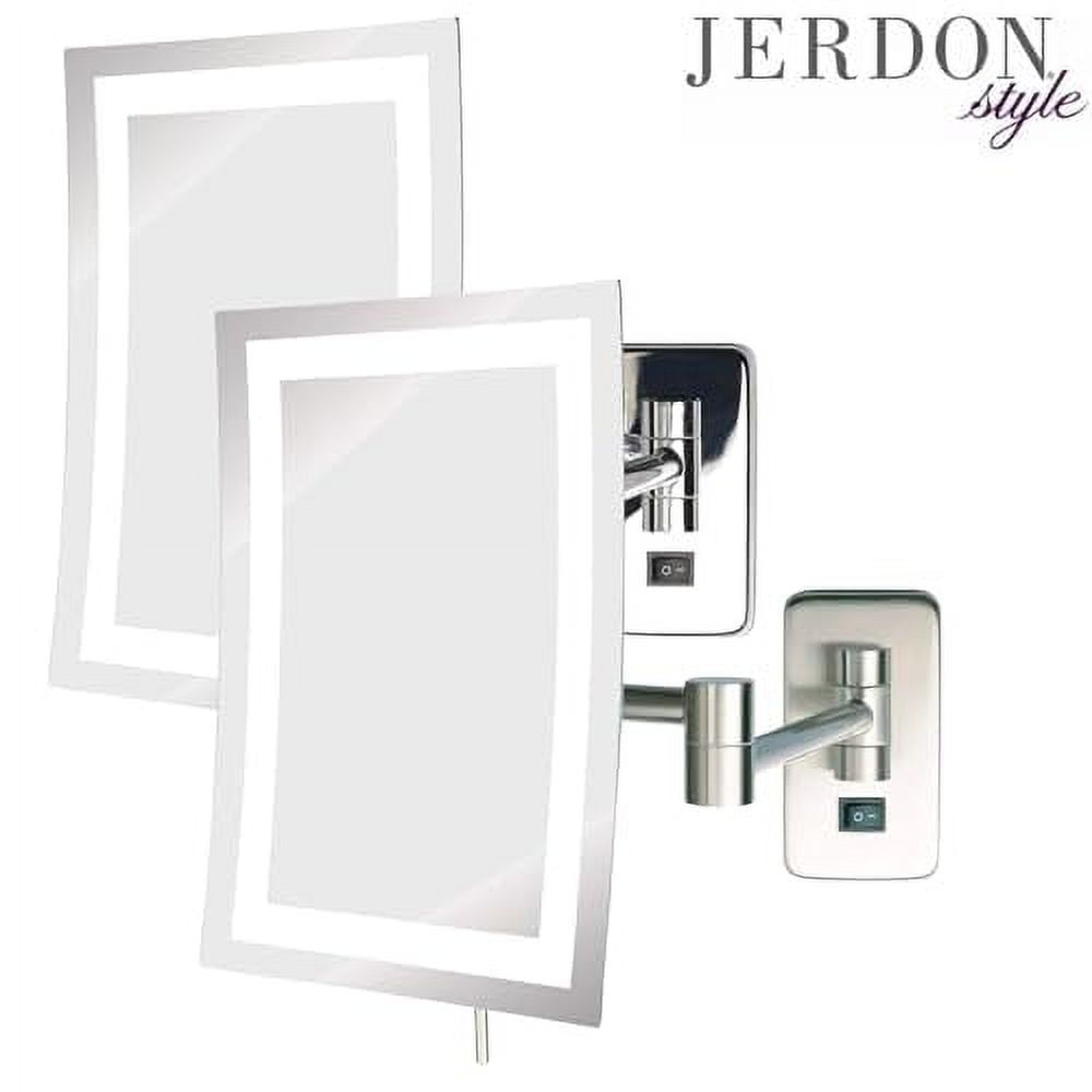 Jerdon Rectangular 6.5-Inch x 9-Inch Wall Mount Makeup Mirror - 5X Magnification - Nickel Finish, Direct Wire - Model JRT710NLD - Image 7
