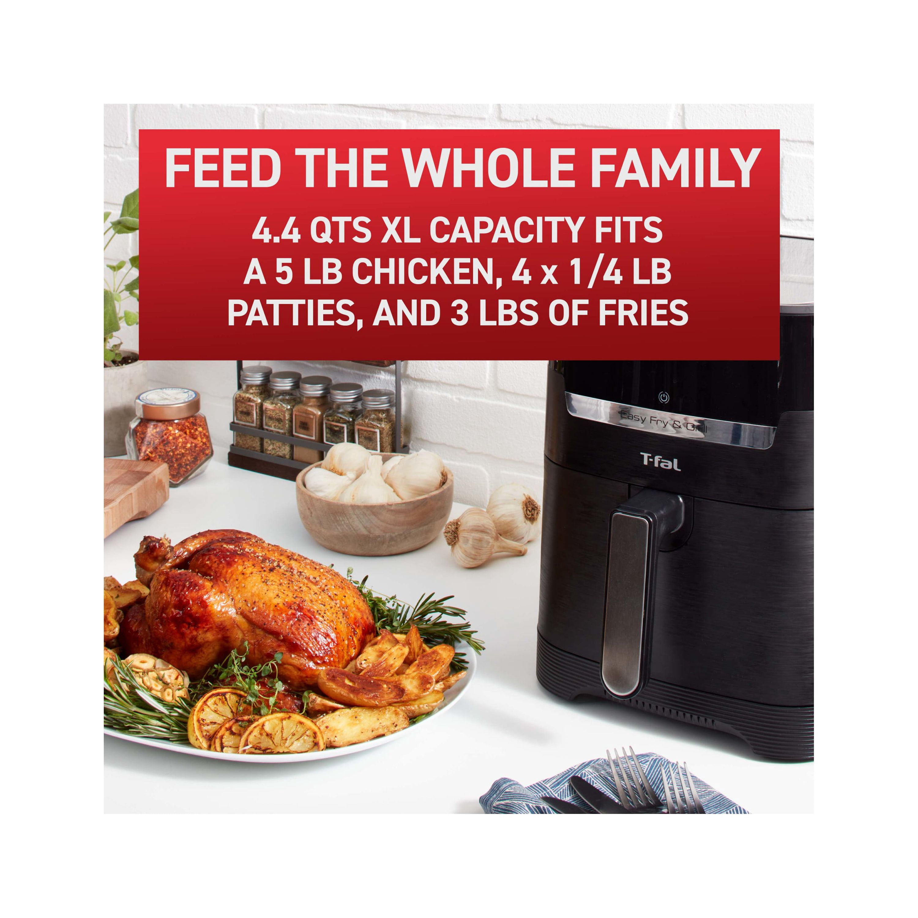 T-fal Easy Fry & Grill XL 2-in-1 Air Fryer Combo, 4.4 quart - Image 4