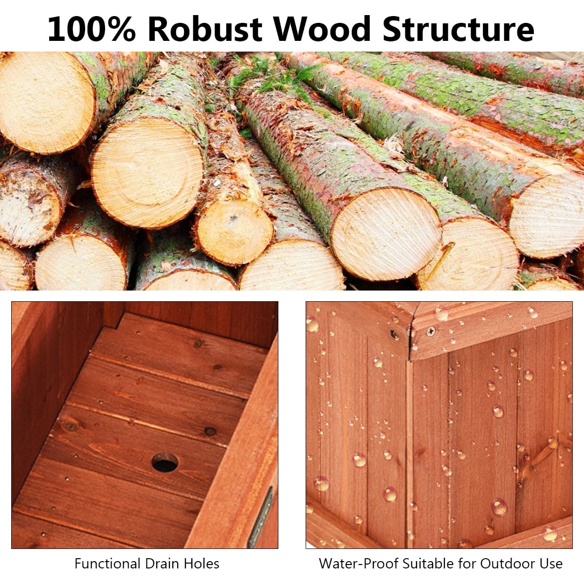 Costway 28 Inch Wooden Flower Planter Box Garden Yard Decorative Window Box Rectangular - Image 2