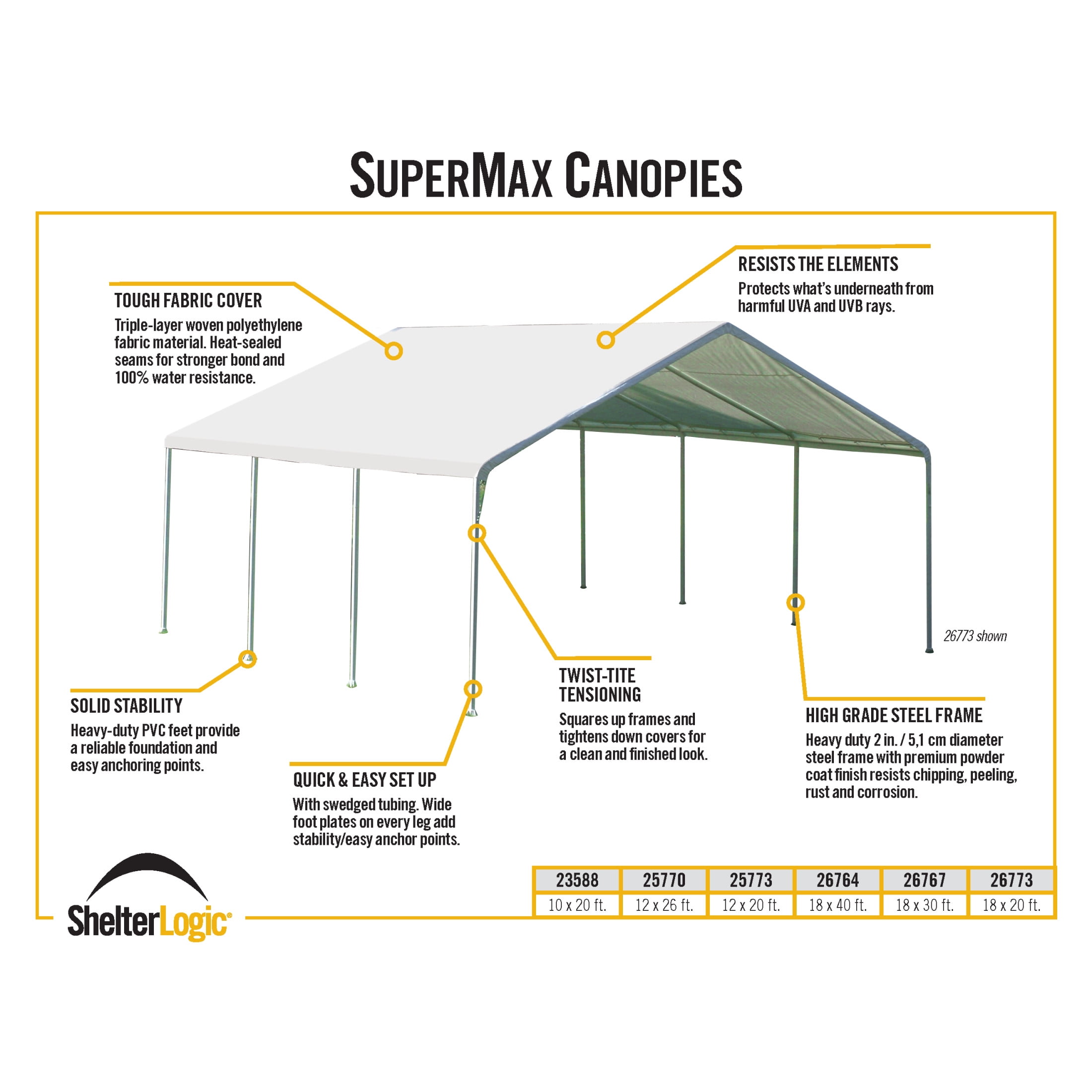 ShelterLogic SuperMax 10 x 20 x 9 ft White Gazebo Canopy - Image 10