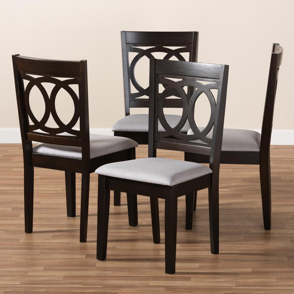 Baxton Studio Lenoir Fabric and Wood Dining Chairs in Gray and Brown (Set of 4) - Image 12