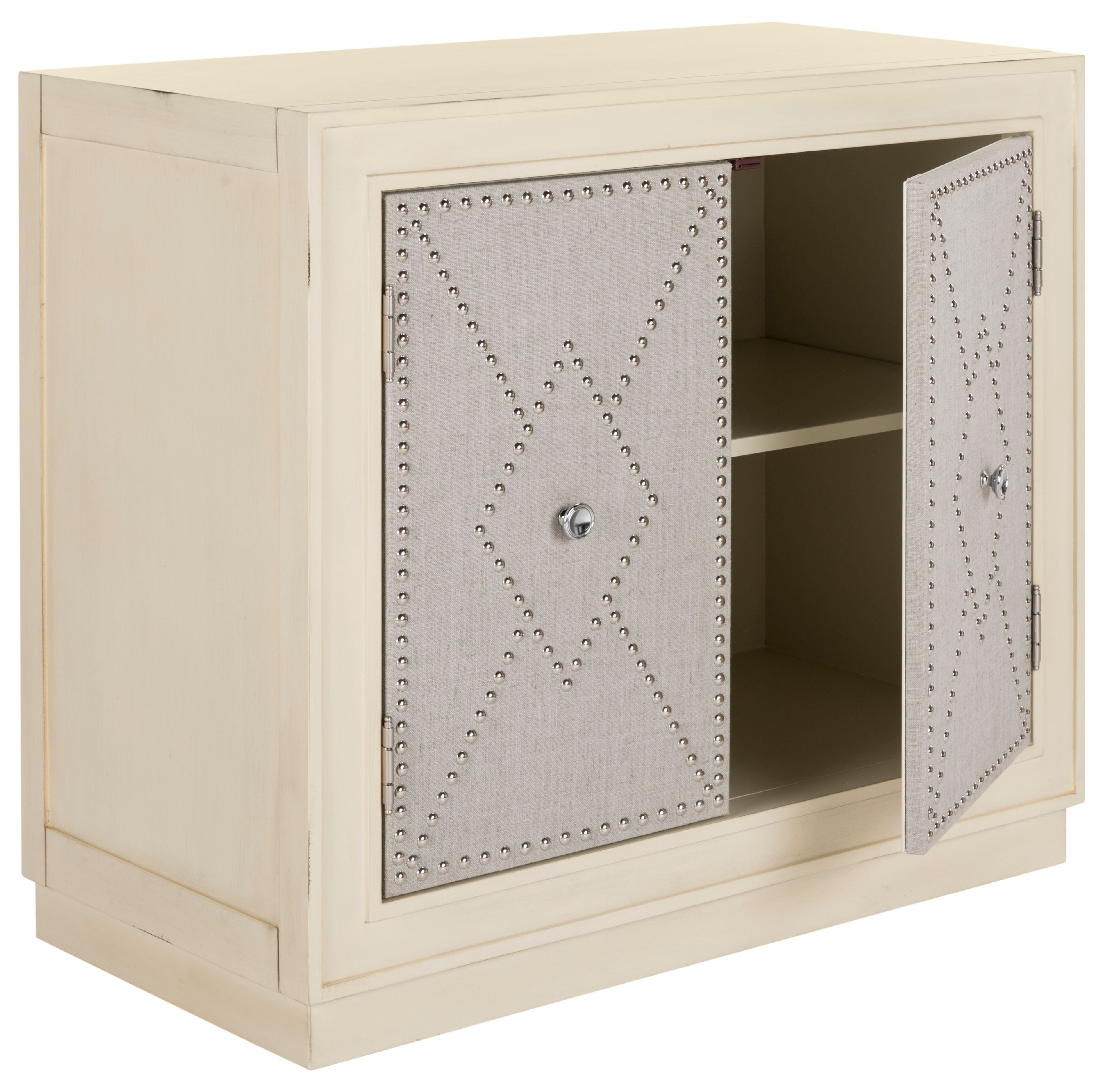 SAFAVIEH Erin Farmhouse 2 Door Chest with Nailheads, Light Grey/Nickel - Image 2