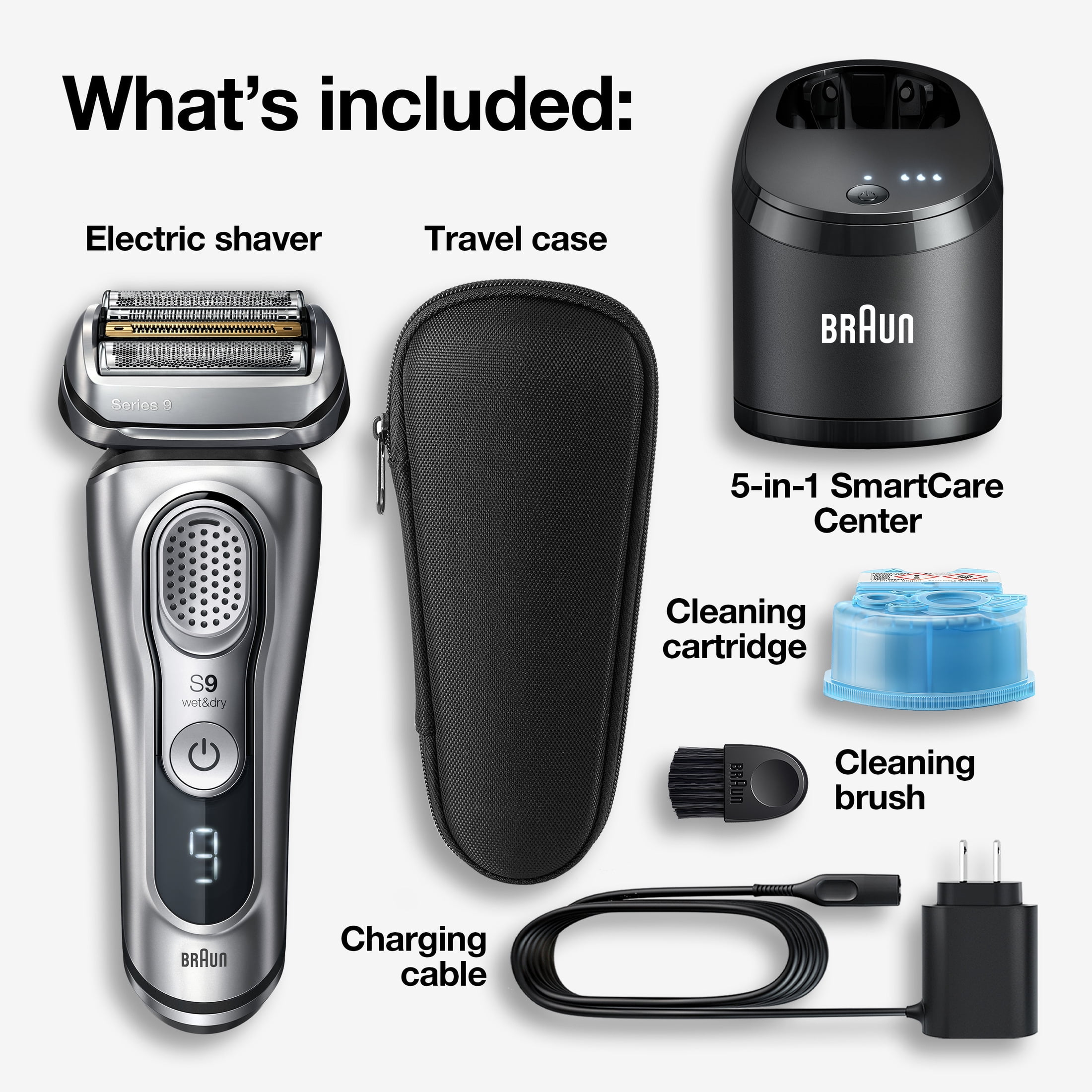 Braun Series 9 9370cc Rechargeable Wet Dry Men's Electric Shaver with Clean Station - Image 3