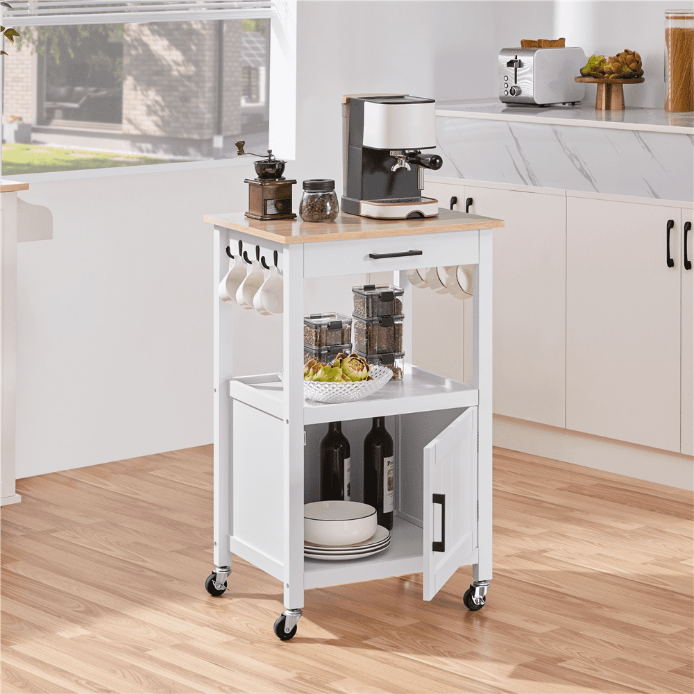 Renwick 22" Rolling Kitchen Island Cart with Wheels, White - Image 3