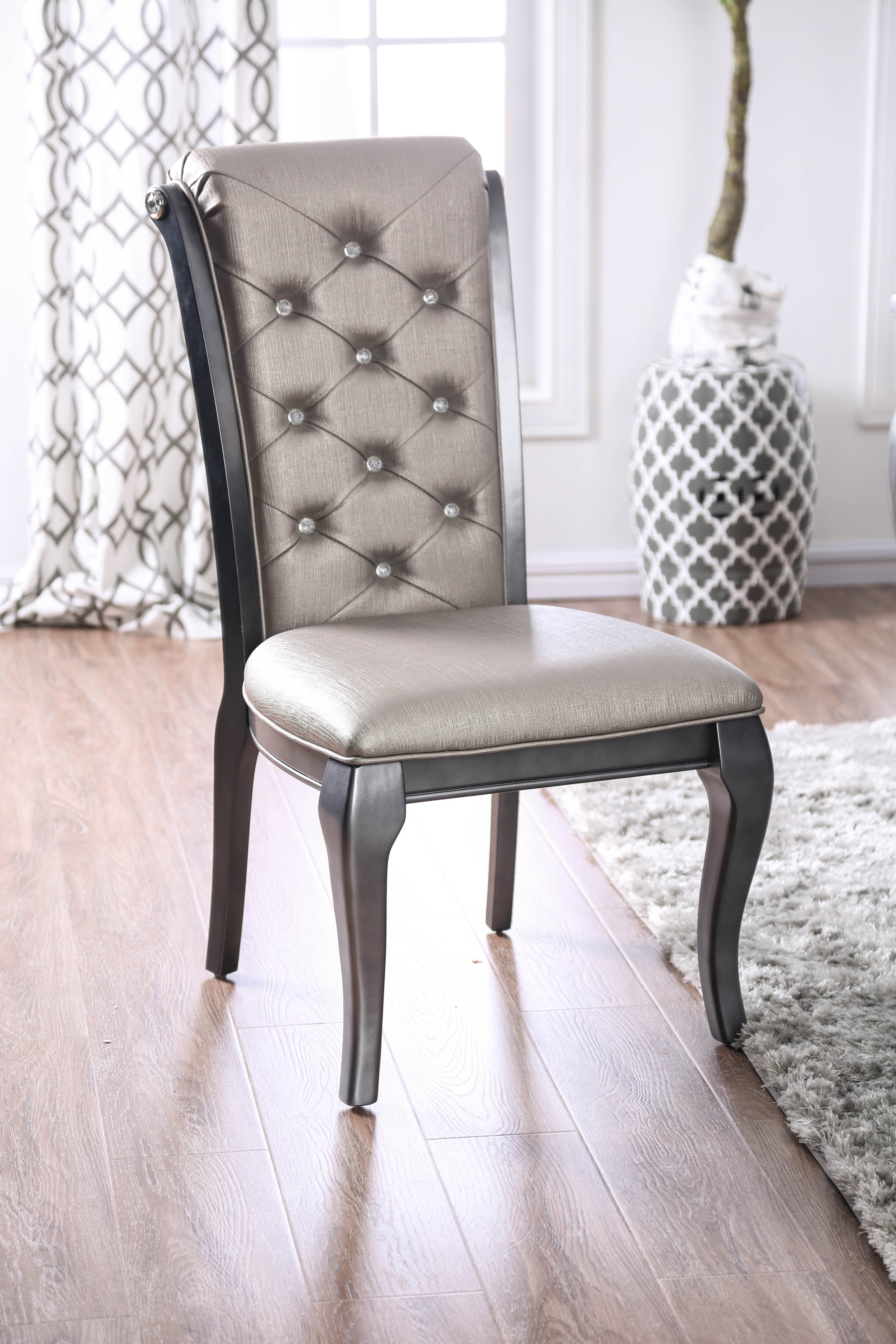 Furniture of America Tara Upholstered Dining Chairs - Set of 2, Gray - Image 7
