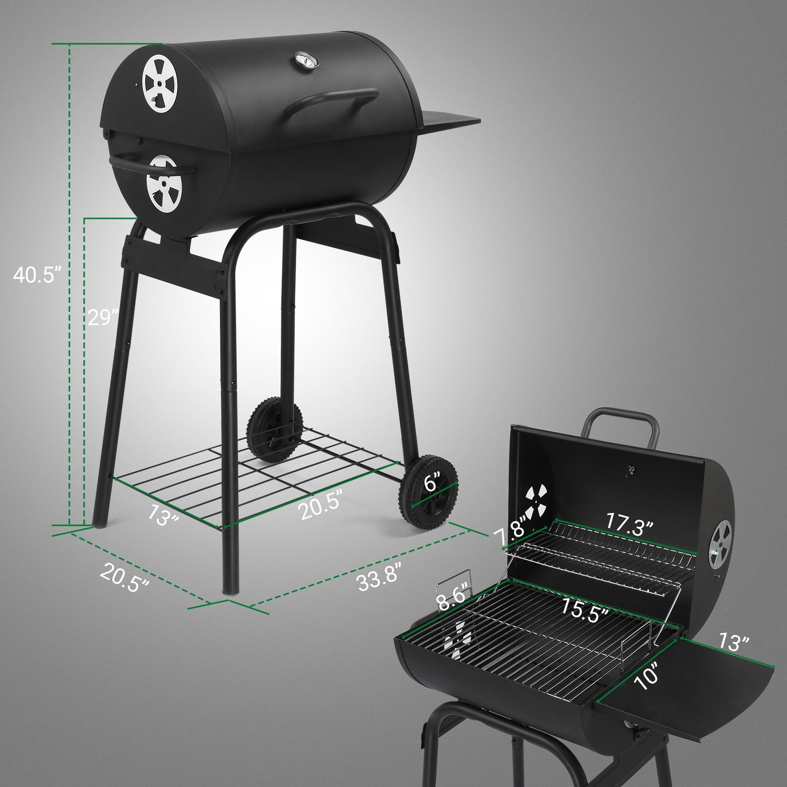 Zimtown BBQ Charcoal Grill Outdoor Barbecue Pit Smoker Grill Patio Backyard,Iron,Black - Image 6