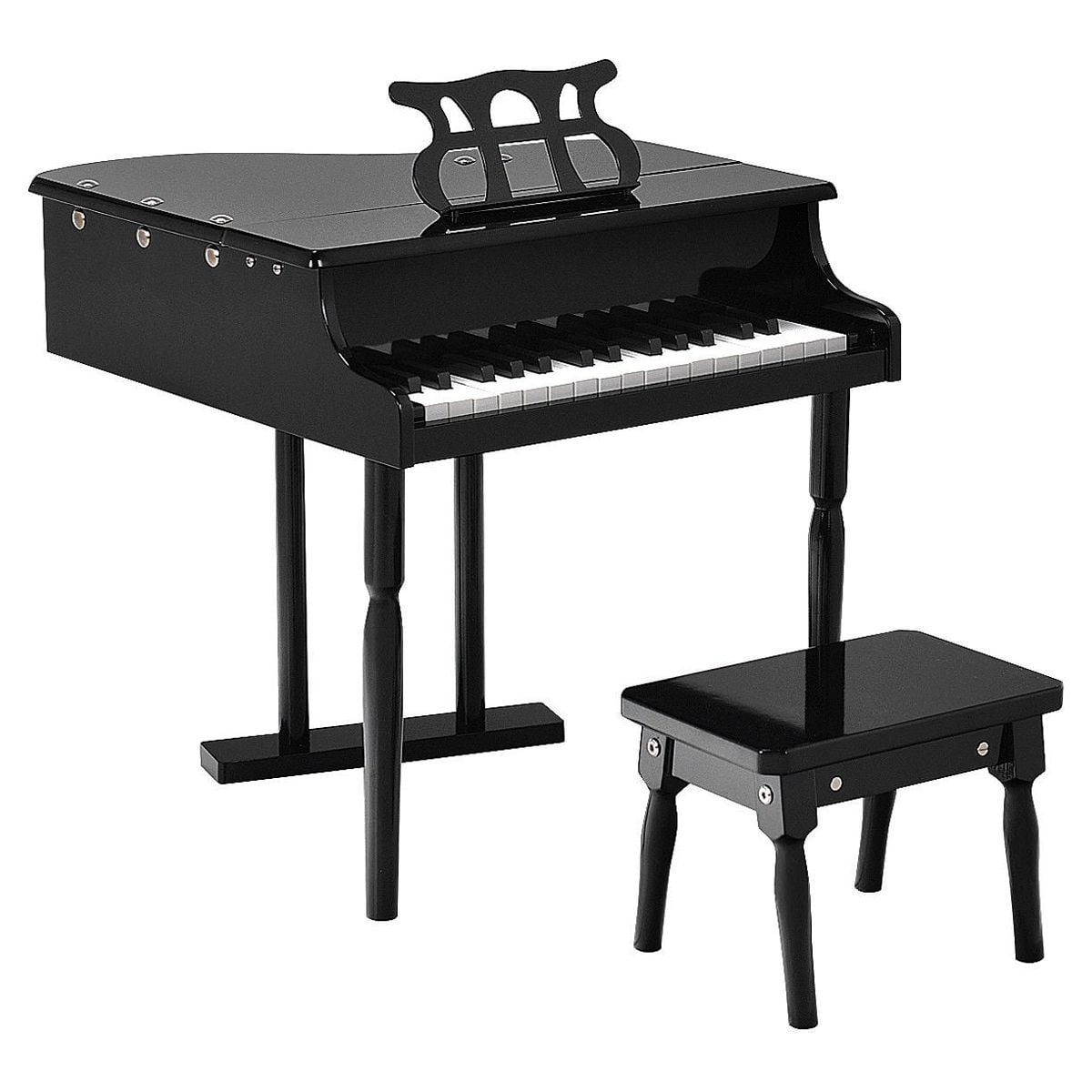 Costway Children 30 Key Toy Grand Baby Piano with Kids Bench Wood Black - Image 4