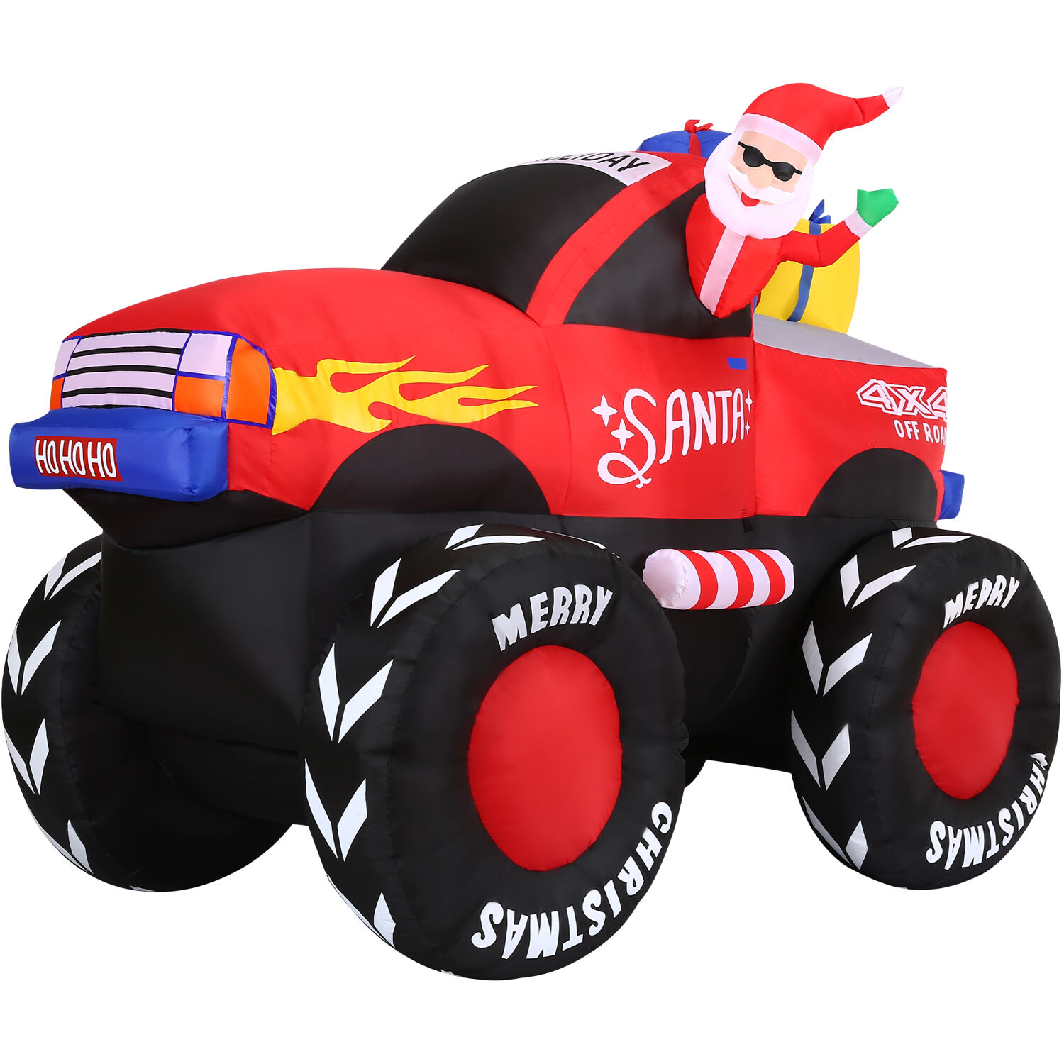 Fraser Hill Farm 7-ft. Wide Inflatable Christmas Santa Claus in Monster Truck with LED Lights, Festive Holiday Blow-Up Decorations, Blower, Ropes, and Stakes Included | FHFMNSRTRCK071-L - Image 11