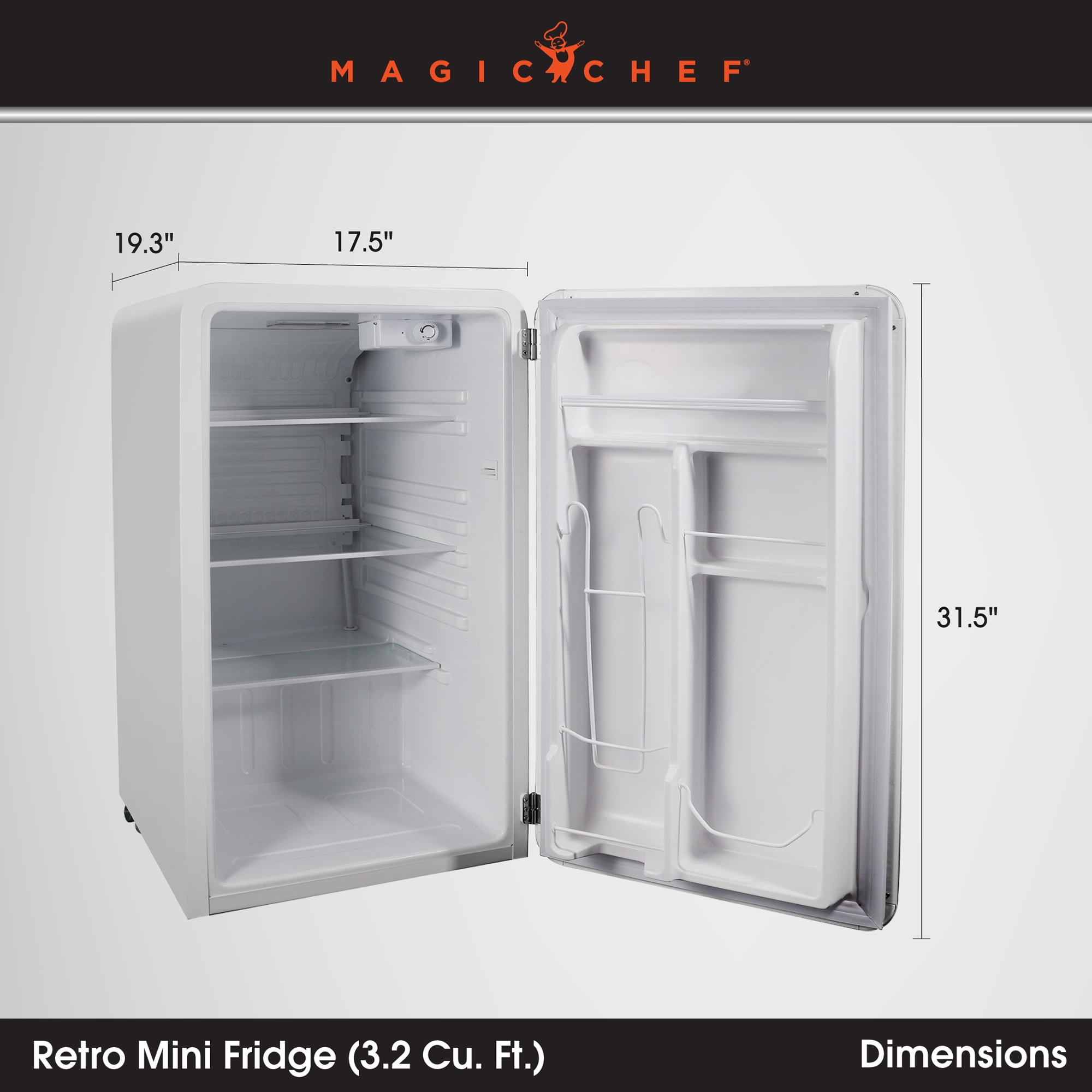 Magic Chef MCR32CHW Manual Defrost Retro Mini Fridge, White, 3.2 cu. ft., 120 V - Image 8