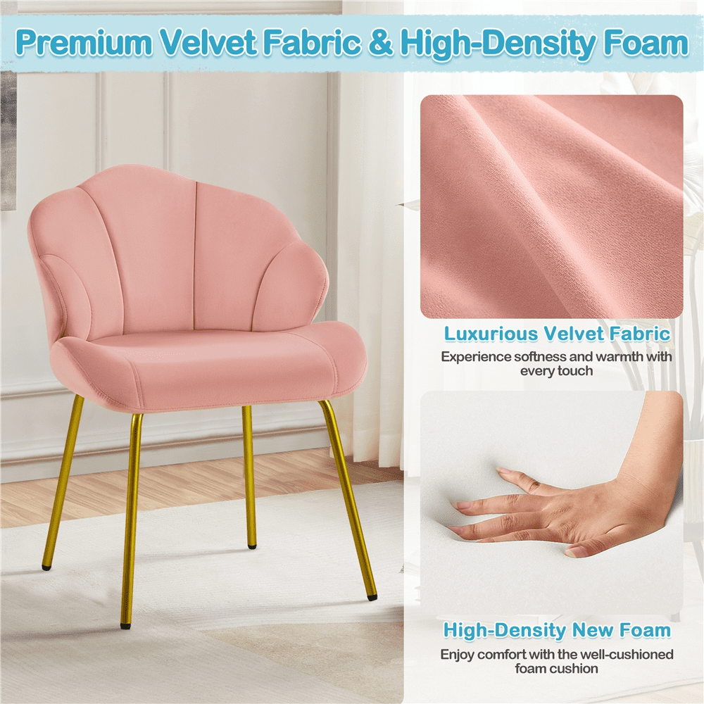 Renwick Modern Velvet Accent Chair with Golden Metal Legs for Living Room, Pink - Image 13