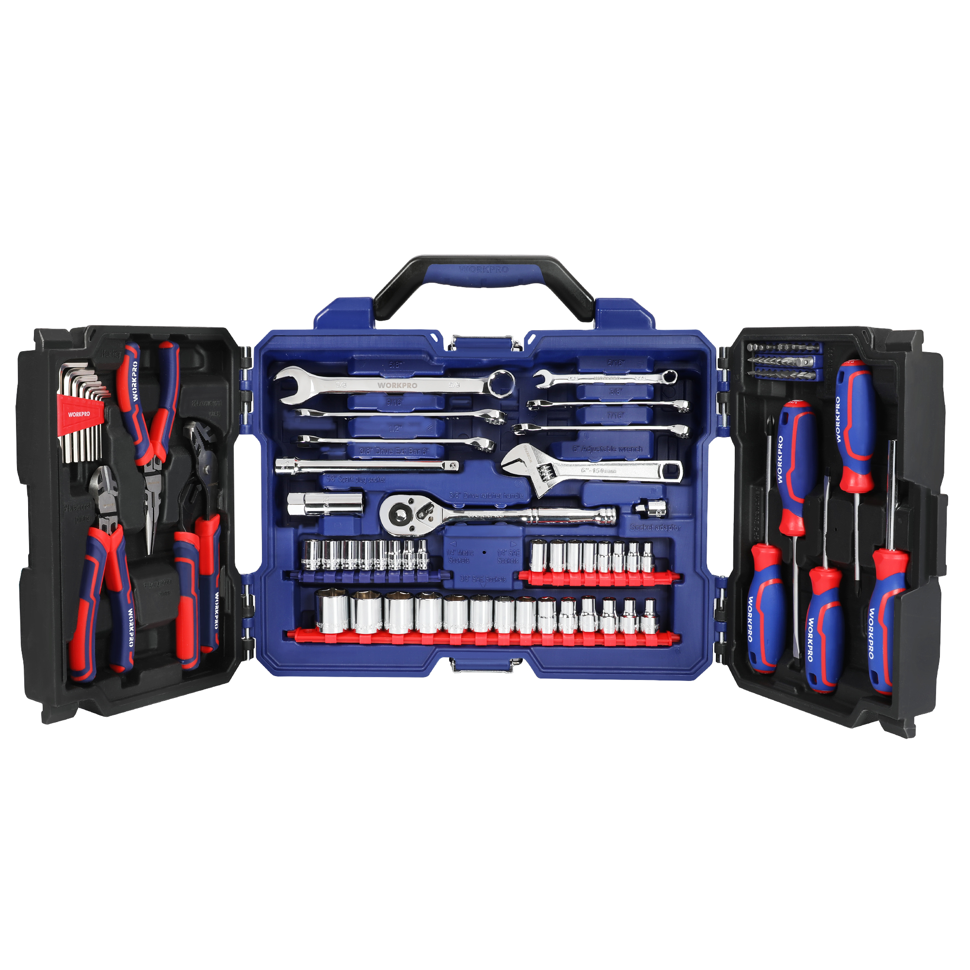 WORKPRO 87 Piece Mechanic Tool Set, Auto Repair Tool Set, Tool Box with Tools Included, General Household Hand Tool Kit with Plastic Toolbox Storage Case - Image 4
