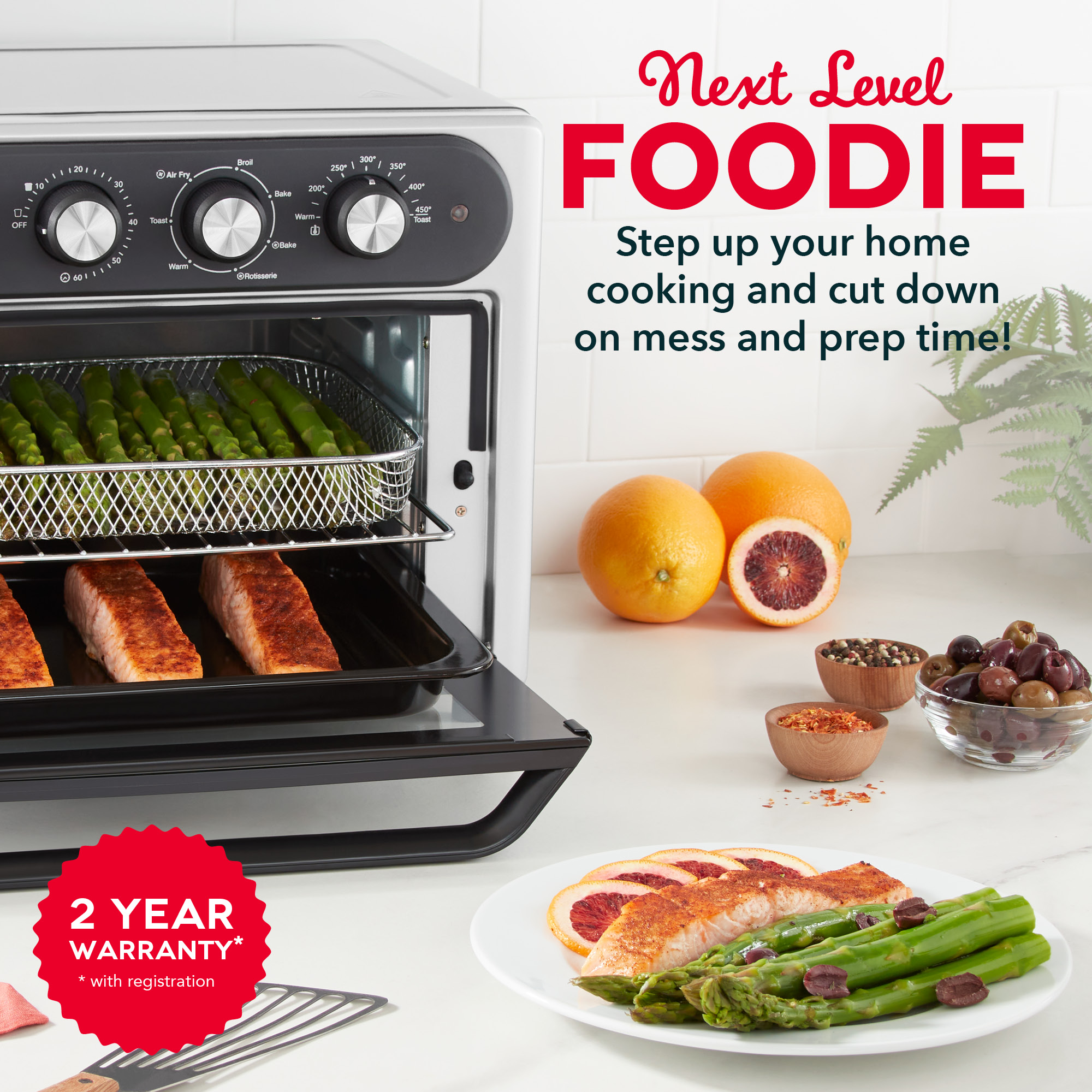 Dash Chef Series 7 in 1 Convection Air Fryer Oven With Non-Stick Fry Basket, Baking Pan & Rack, 23L, 1500 Watt - Image 6