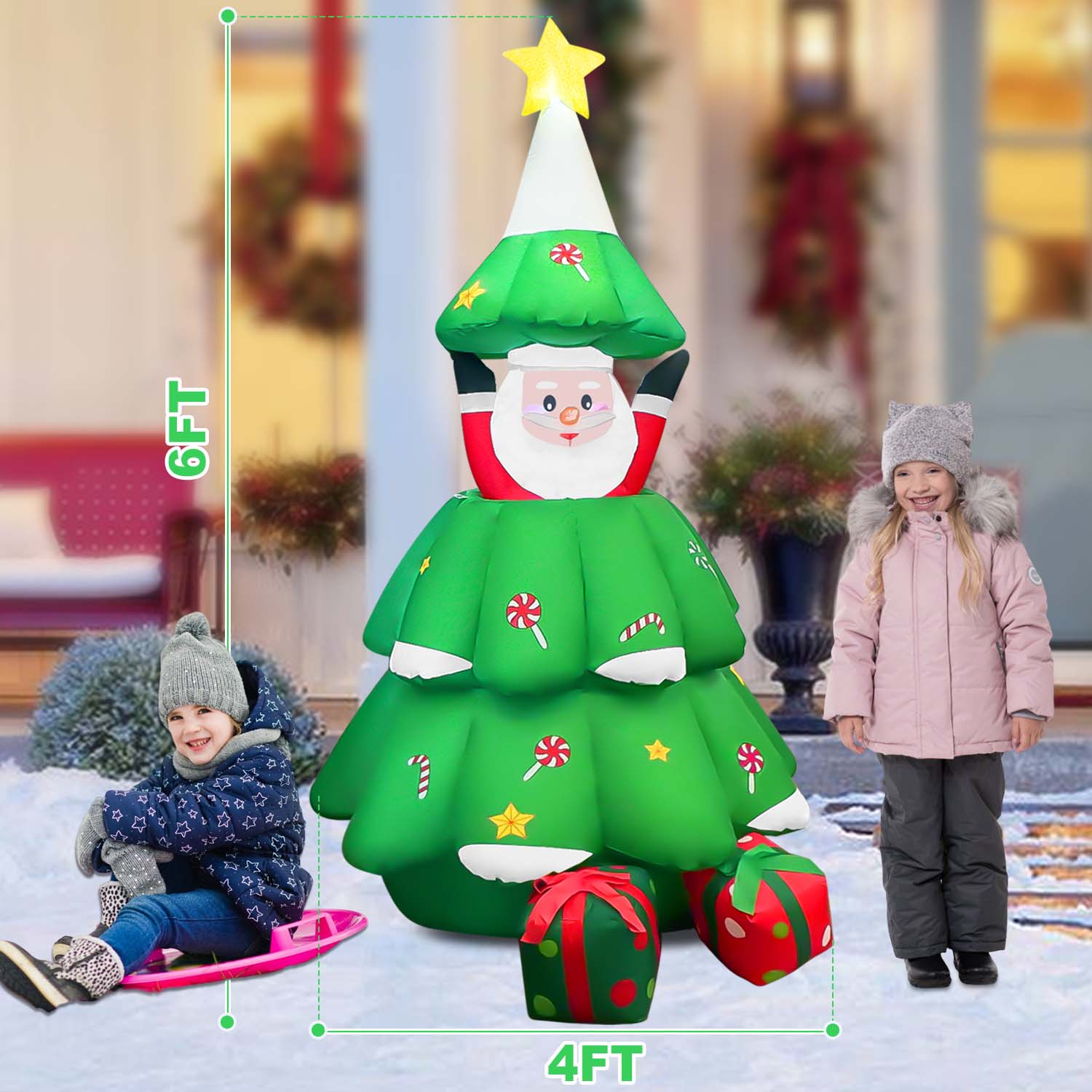 GVDV 6ft Christmas Inflatables, Christmas Blow up with Pop-up Santa Claus, Xmas Outdoor Decoration - Image 3