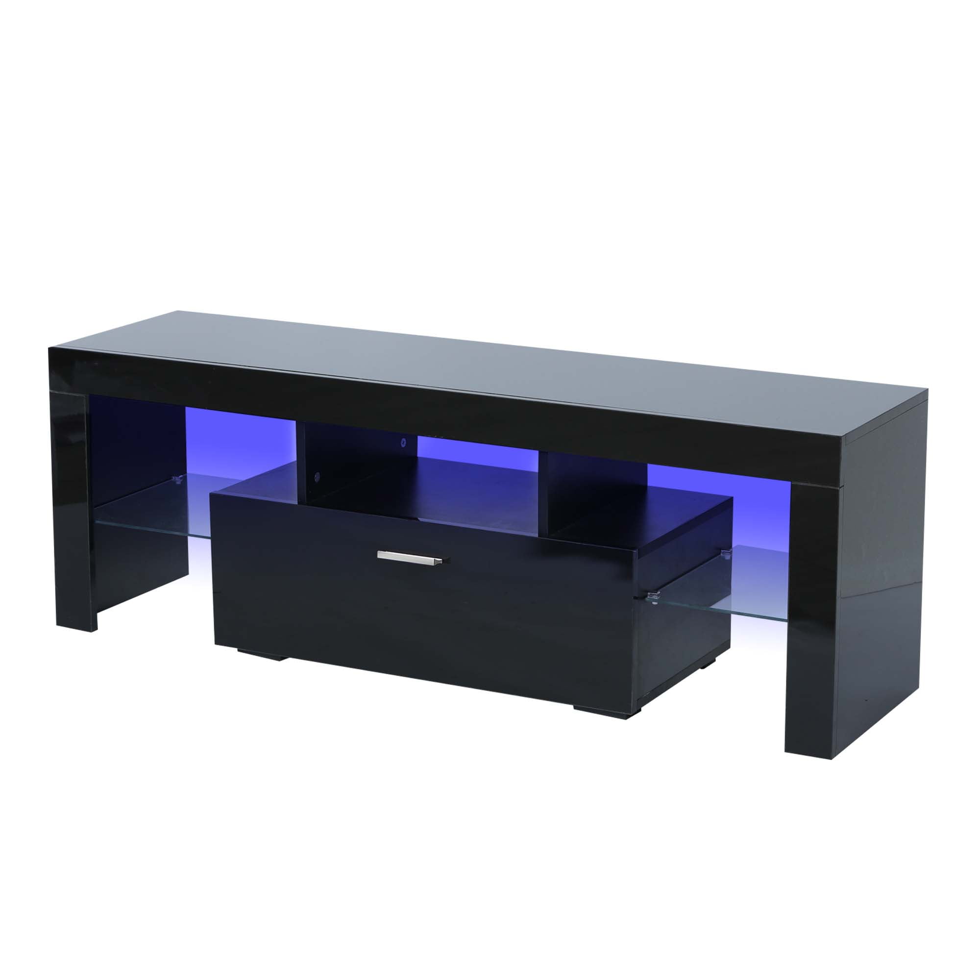 Aukfa LED TV Stand for TVs up to 60", Storage TV Cabinet for Living Room - Black - Image 8