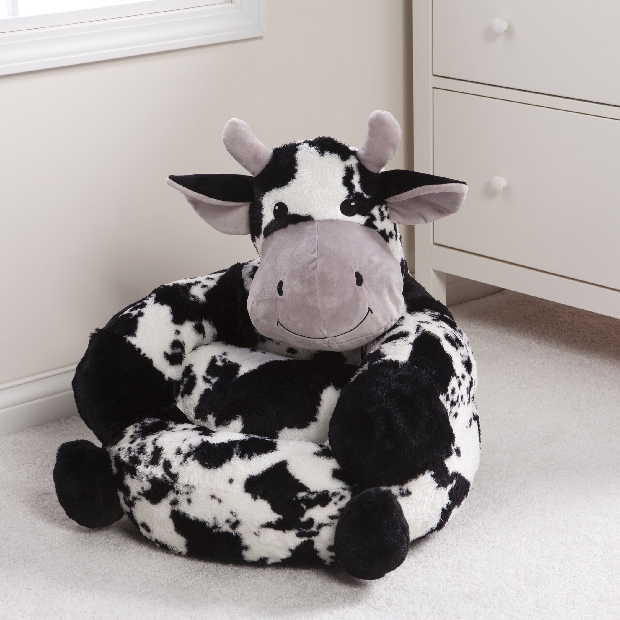 Trend Lab Toddler Plush Black and White Cow Character Chair - Image 5