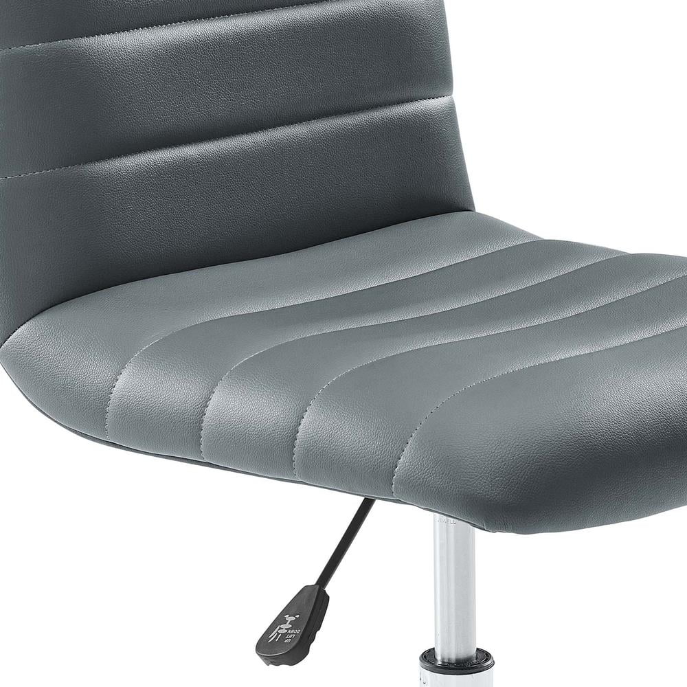 Modway Ripple Modern Vinyl Armless Mid Back Office Chair in Gray - Image 6